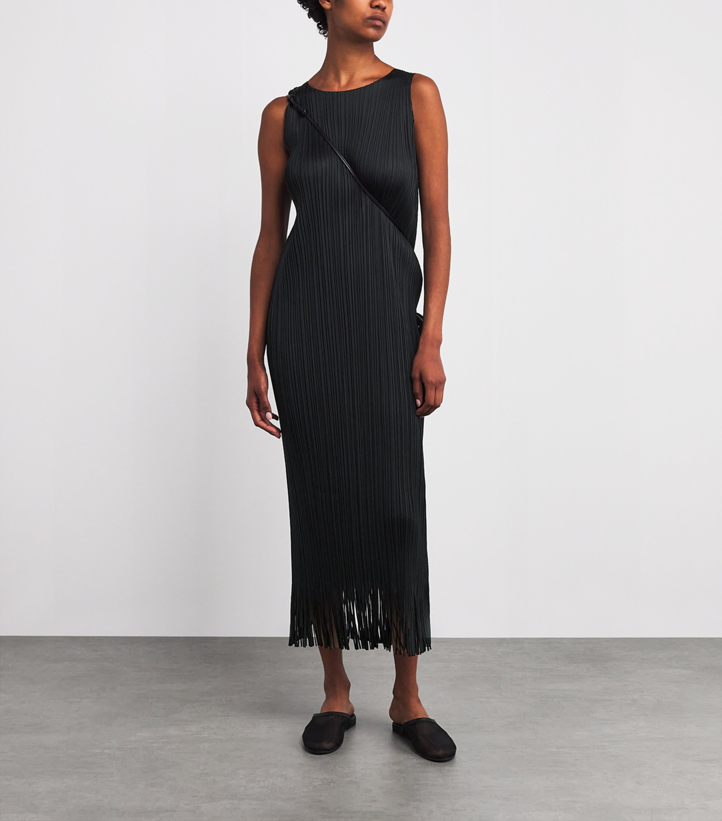 Pleats Please Issey Miyake Black Wave Midi Dress | Harrods US