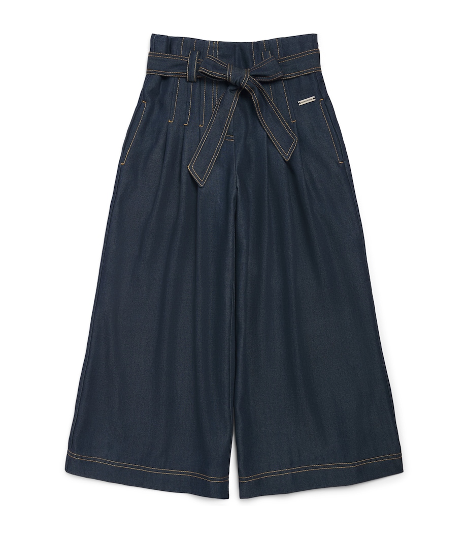 Monnalisa Denim Bow-Belt Trousers (2-10 Years) Dark Stone Denim Image 1