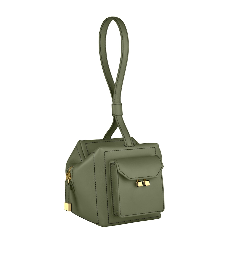 Mini Leather Ice Cube Top-Handle Bag KHAKI Image 2