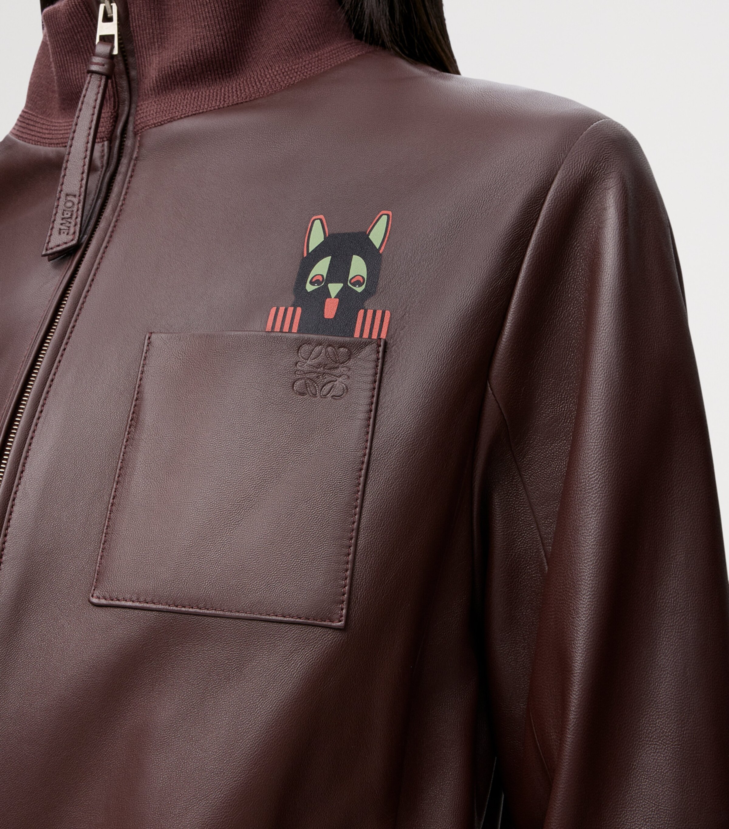 Cropped Nappa Leather Jacket BROWN Image 5