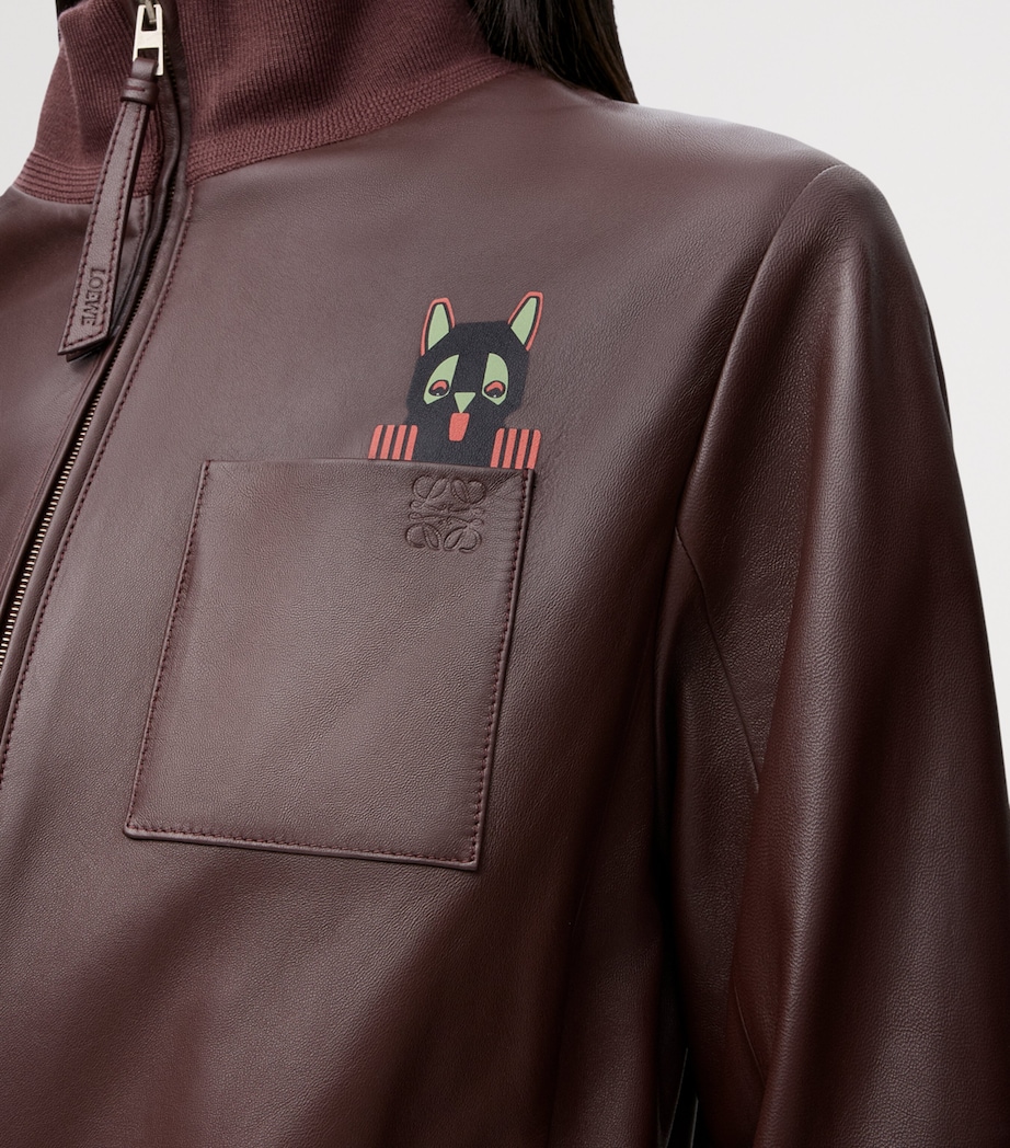 Cropped Nappa Leather Jacket BROWN Image 5