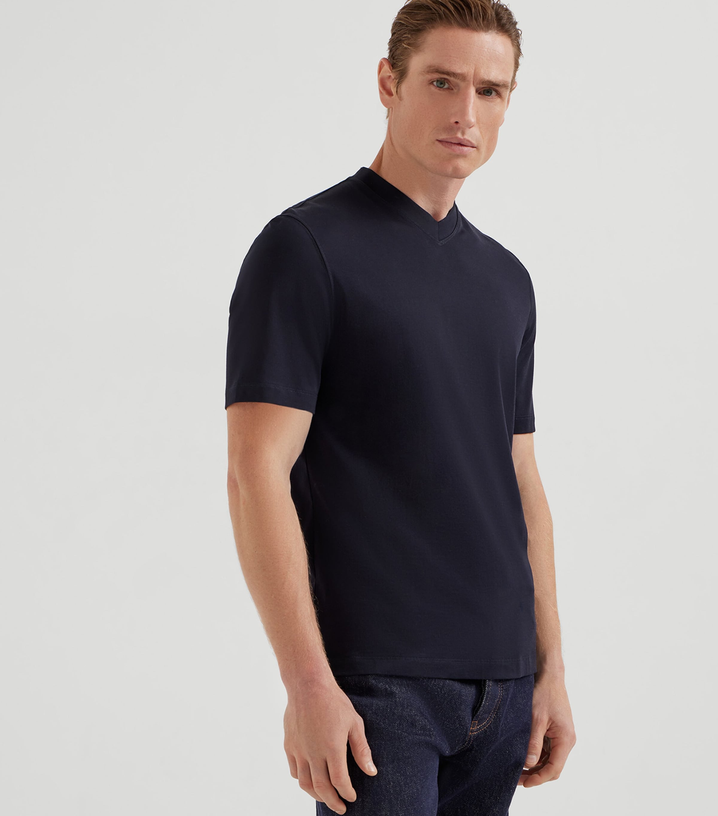 Cotton V-Neck T-Shirt C4425 Image 2