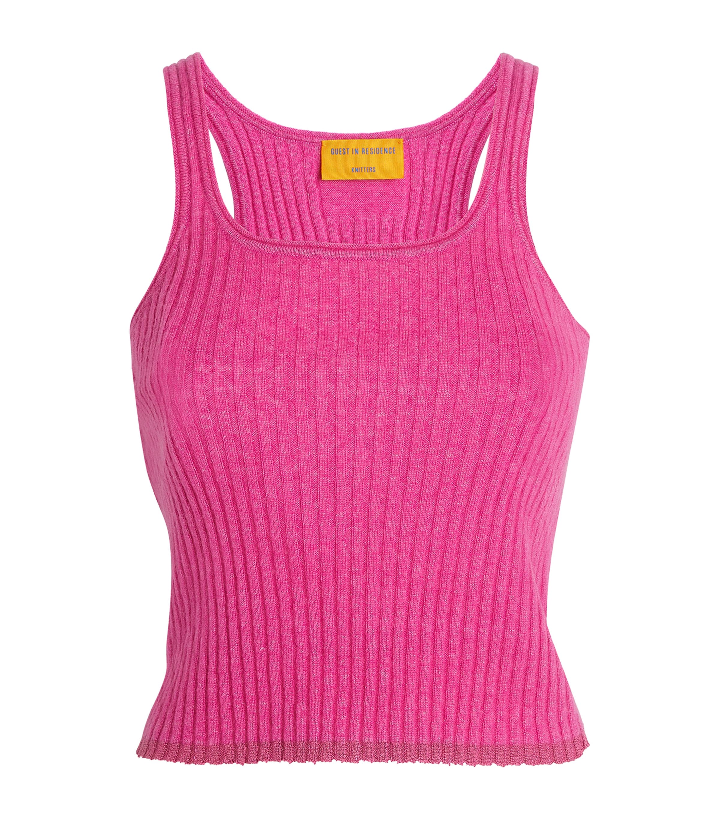 Shop Guest In Residence Merino-cashmere-silk Cropped Tank Top In Pink