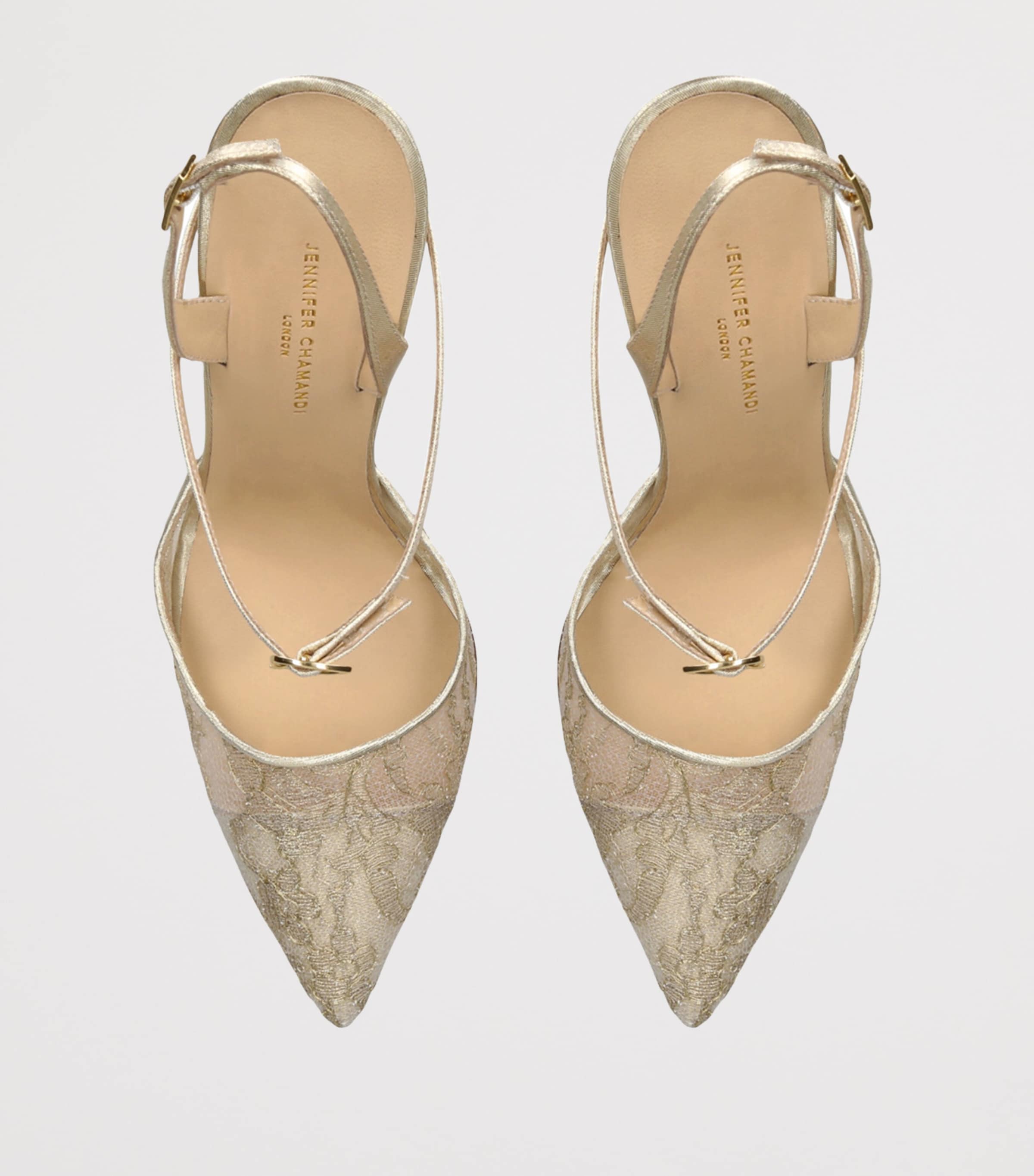 Lace Vittorio Slingback Heels 105 GOLD COMB Image 4