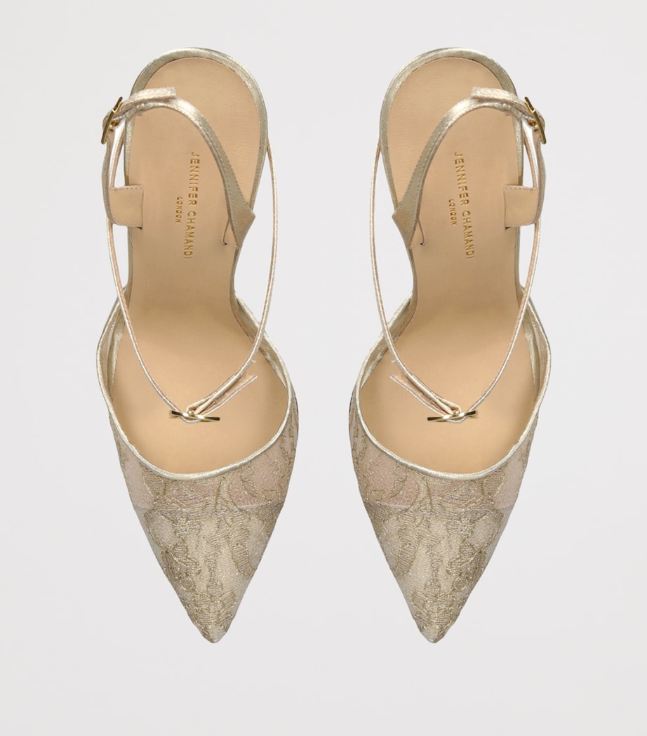 Lace Vittorio Slingback Heels 105 GOLD COMB Image 4