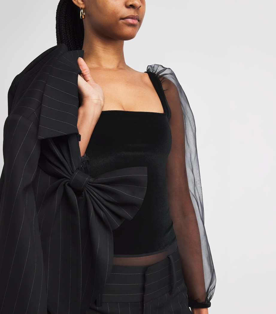 Silk Hazy Thong Bodysuit BLACK Image 6