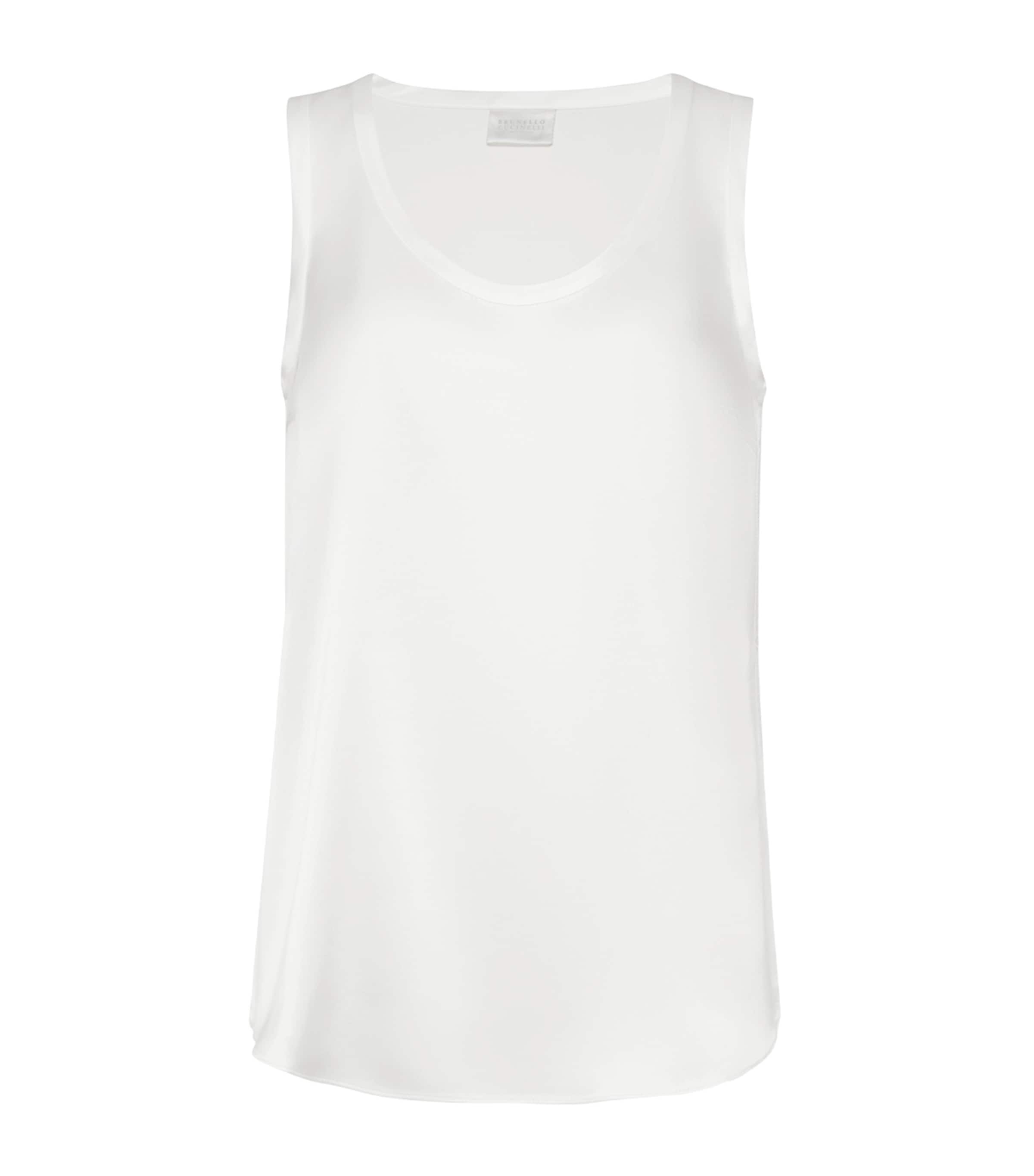Brunello Cucinelli Stretch-silk Satin Reversible Tank Top In White