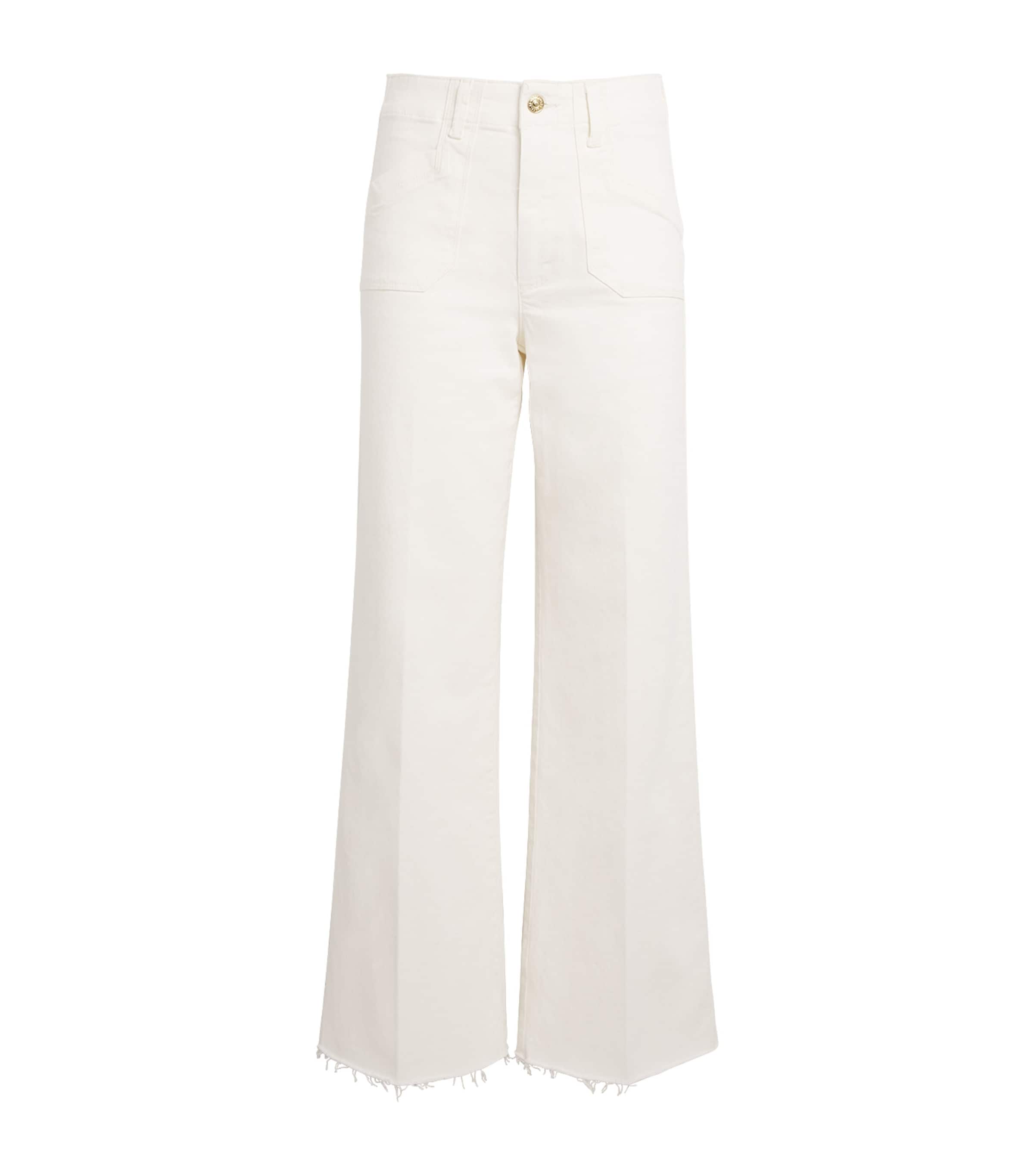 Shop Paige Raw-hem Anessa Wide-leg Jeans In Ivory