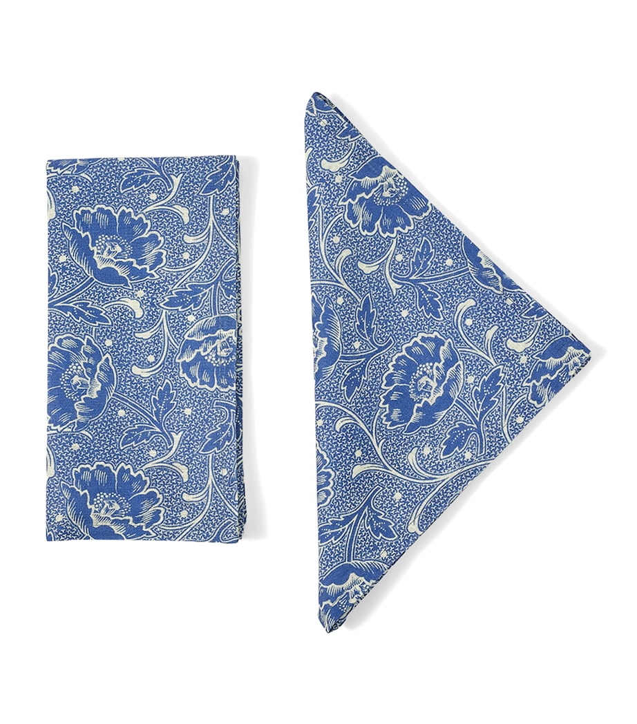 Set of 4 Linen Toscana Napkins (50cm x 50cm) WHITE/BLUE Image 1