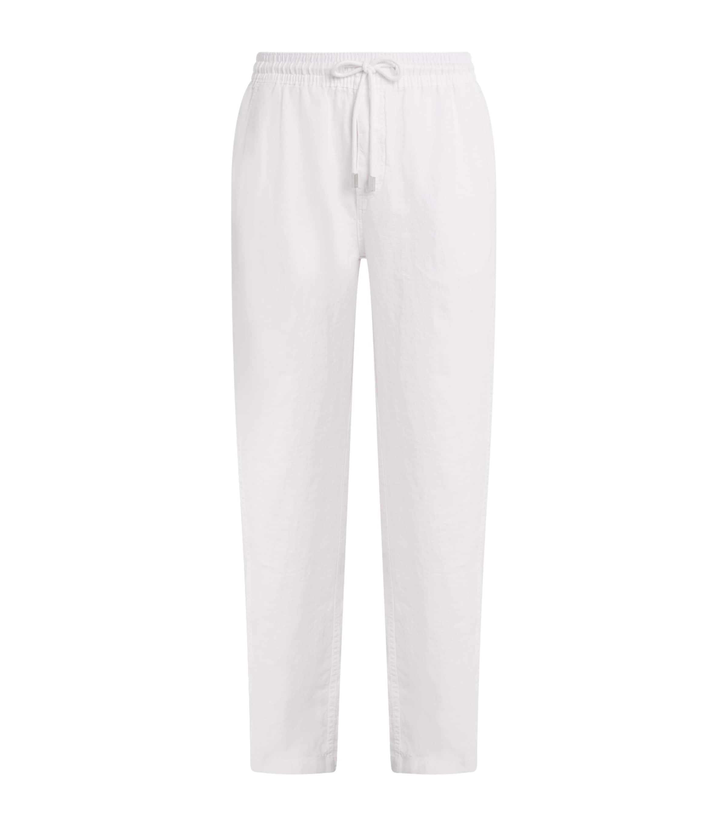 Linen Pacha Drawstring Trousers 010-WHITE Image 1