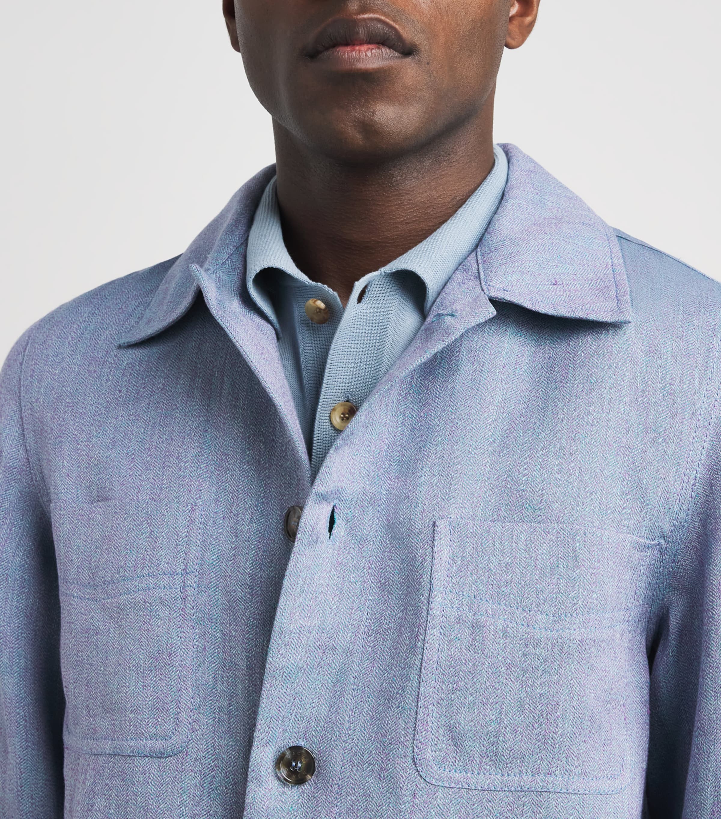 JACOB COHËN Mens Linen Overshirt Azzurro Image 3