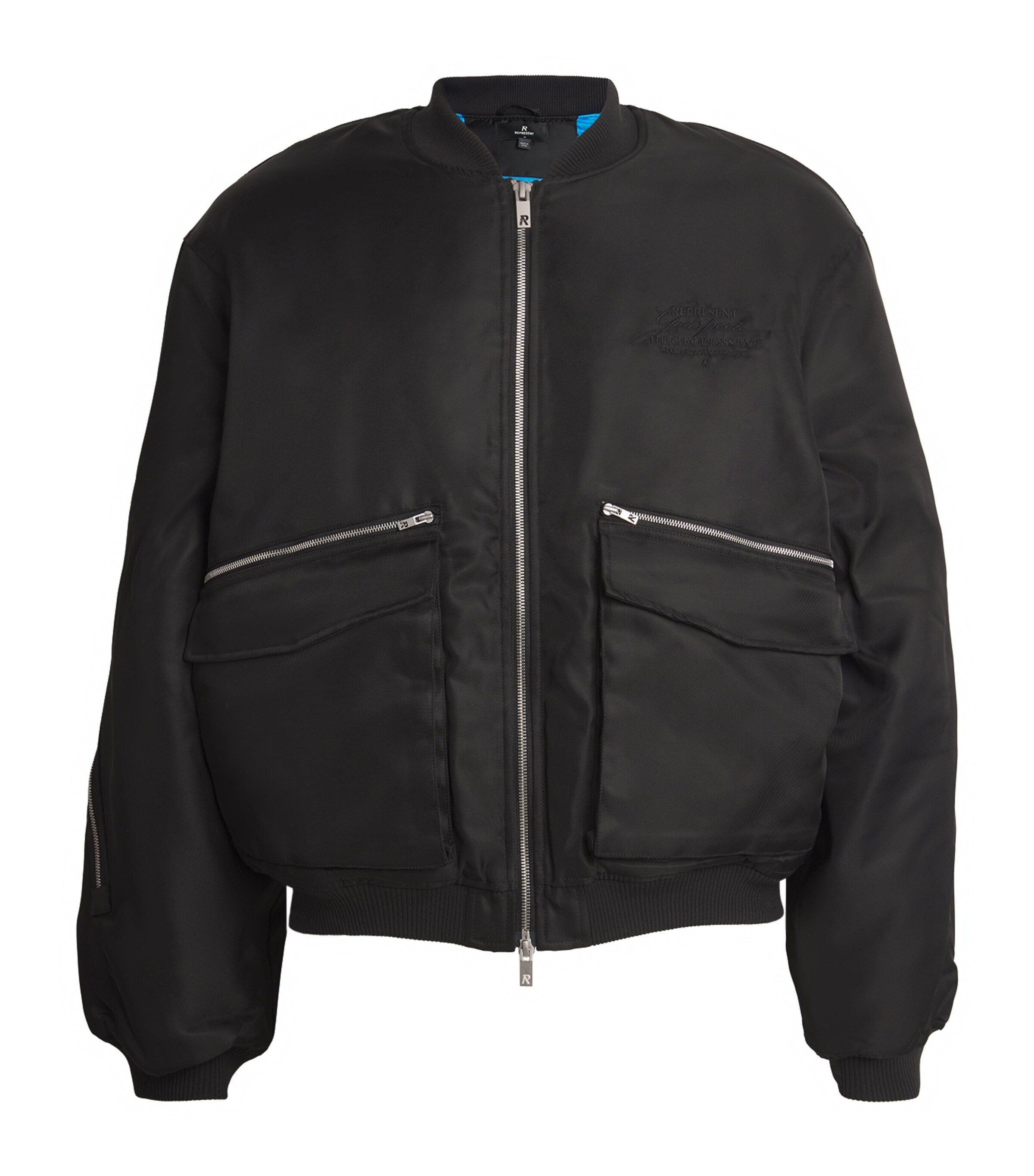 Represent Mens Expandable Padded Bomber Jacket Jet Black Image 1