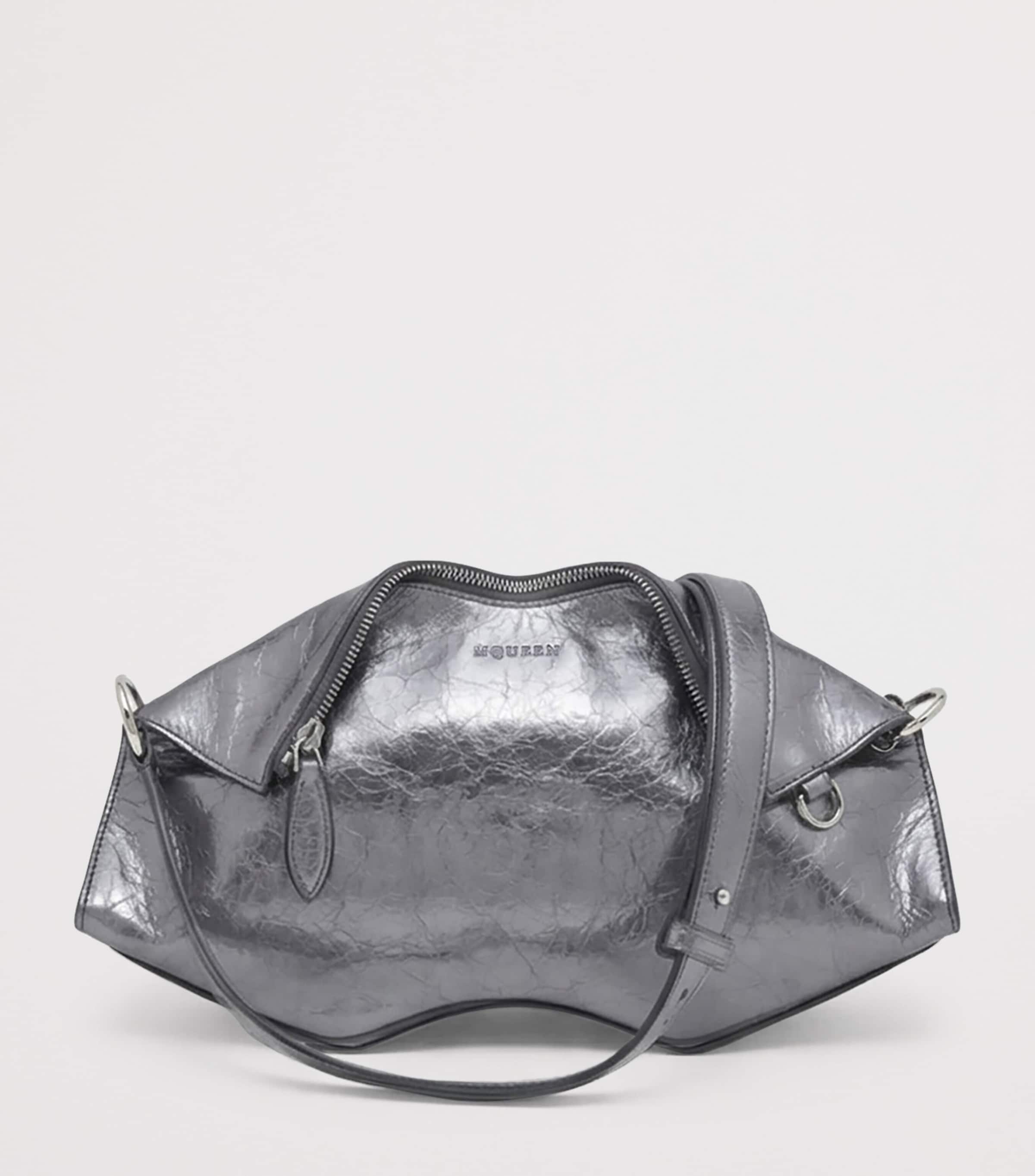 McQueen Cracked Metallic Leather Manta Pouch Image 3