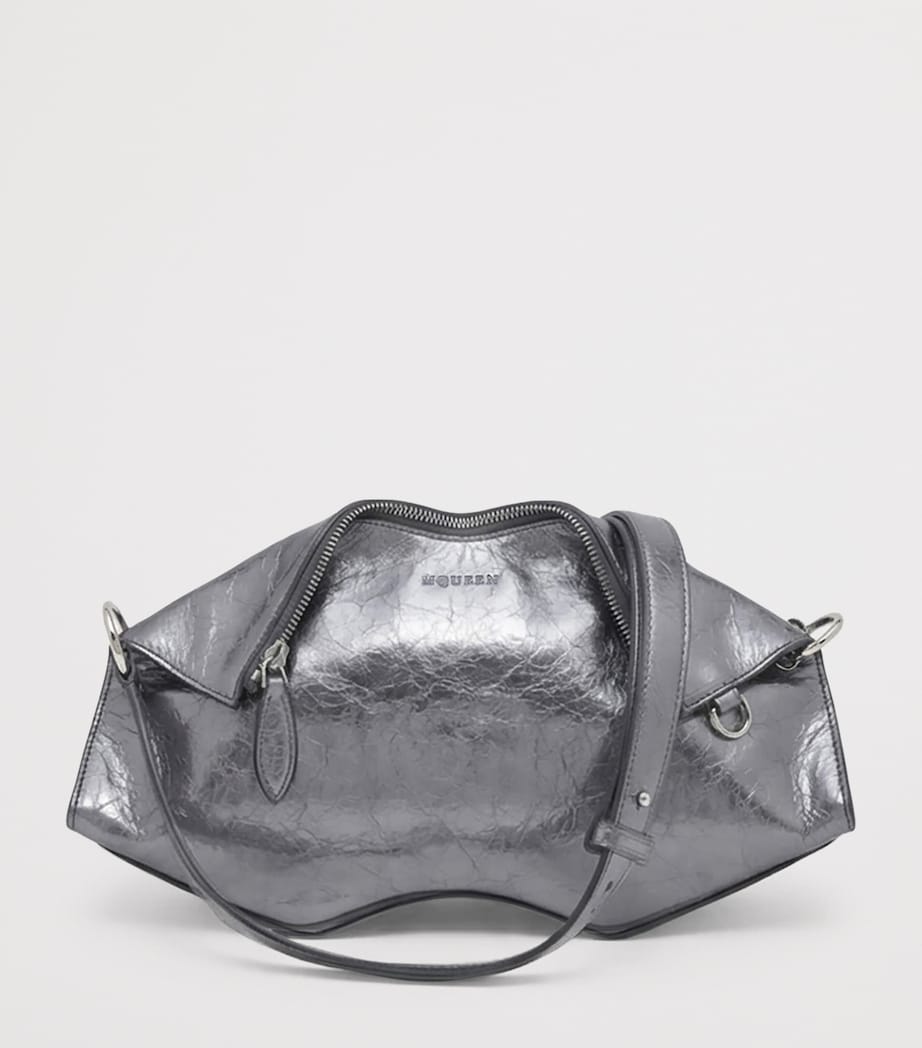 McQueen Cracked Metallic Leather Manta Pouch Image 3