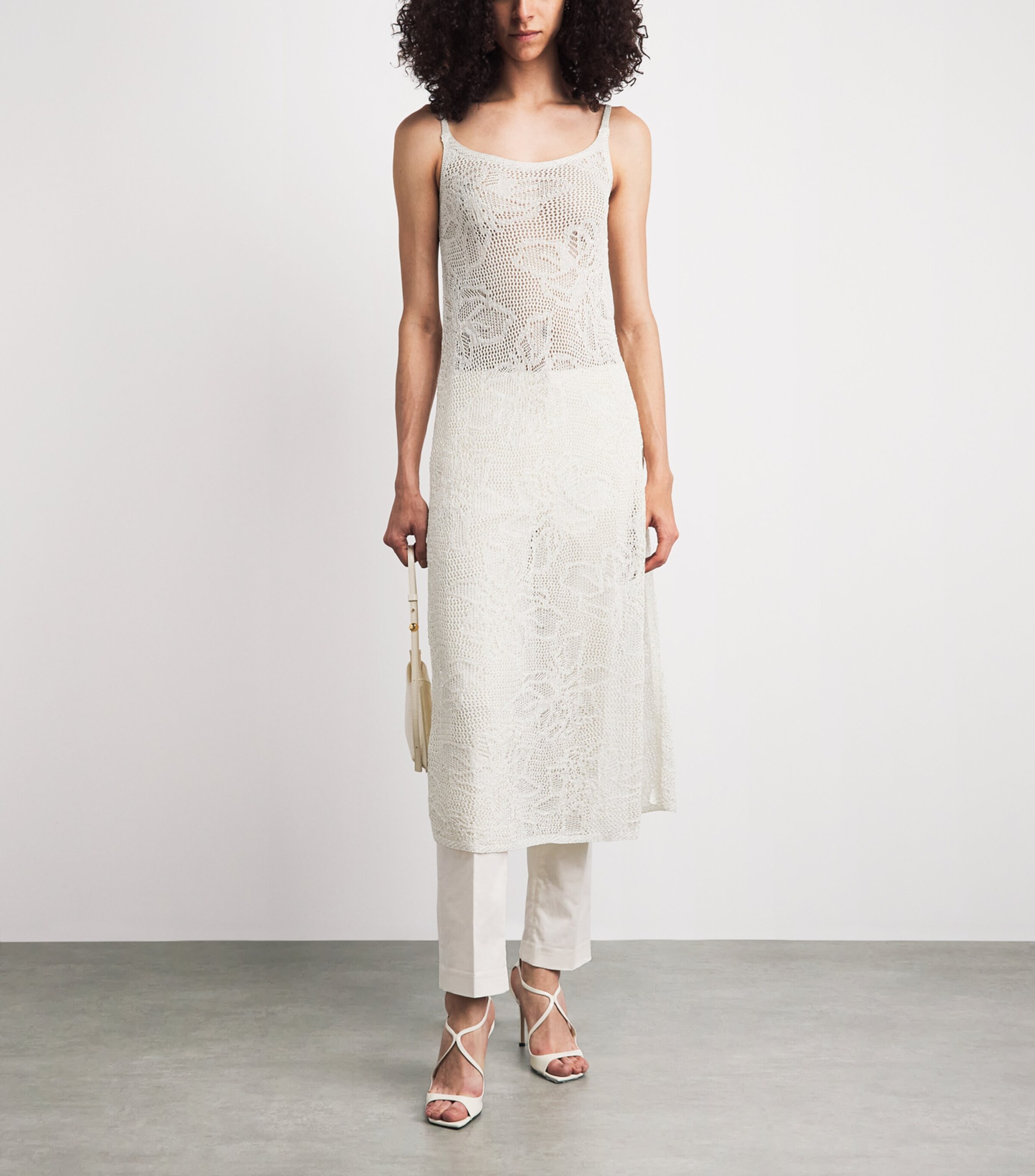 Fabiana Filippi Womens Sequinned Open-Work Midi Dress Mastice Image 2