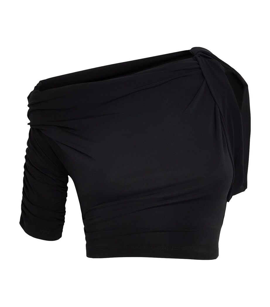 Jacquemus Womens Asymmetric The Drapeado Crop Top Black Image 1