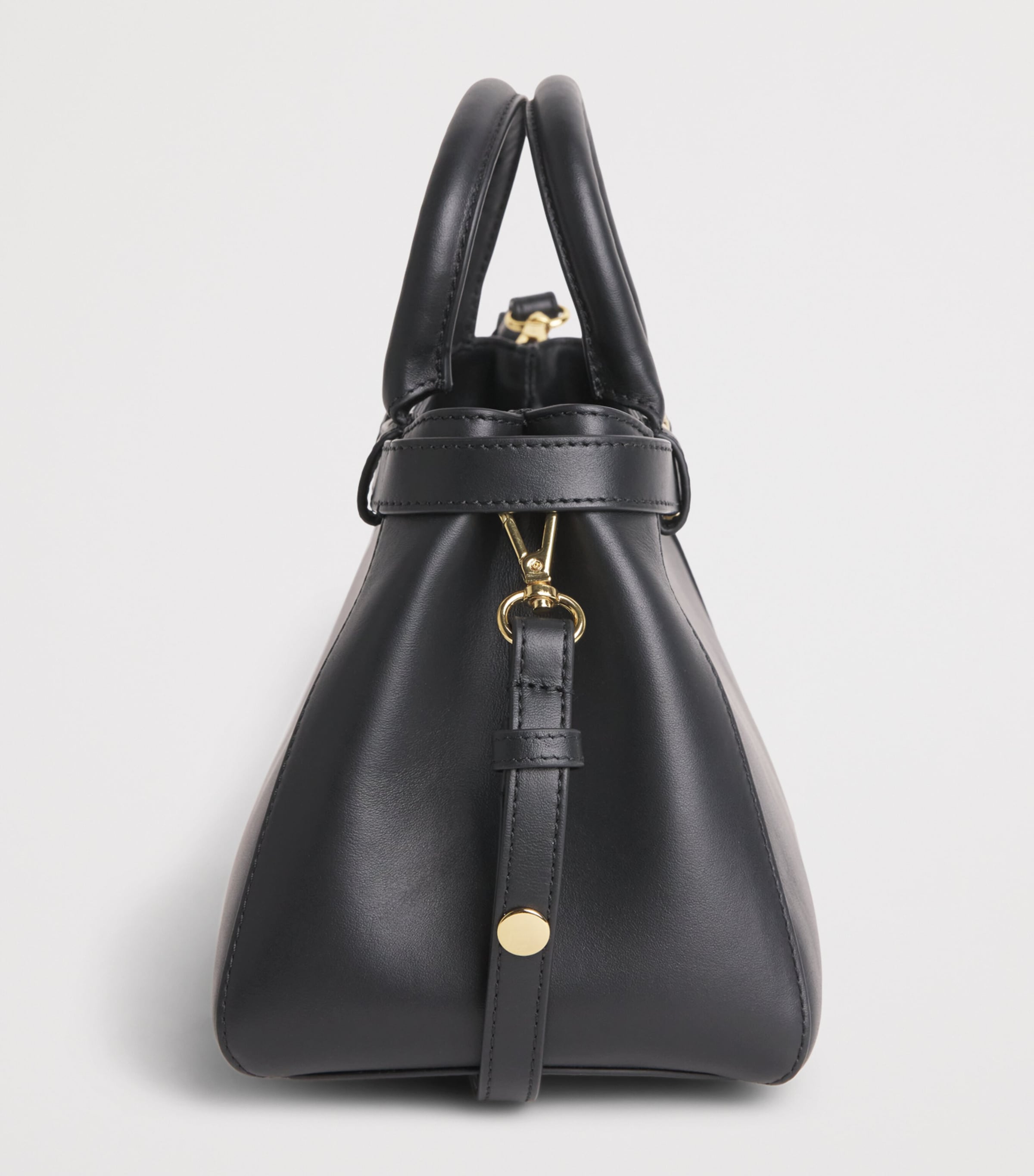 Harrods Small Leather Grace Top-Handle Bag Black Image 5