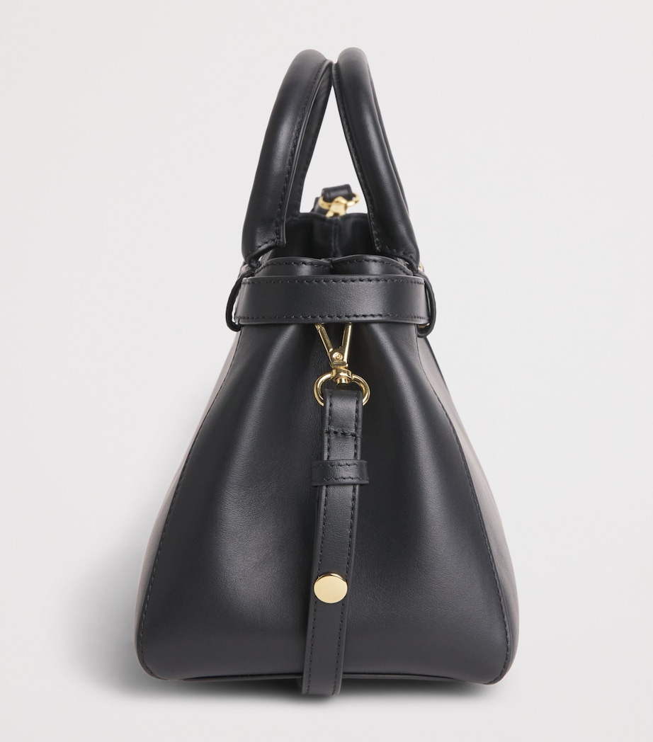 Harrods Small Leather Grace Top-Handle Bag Black Image 5