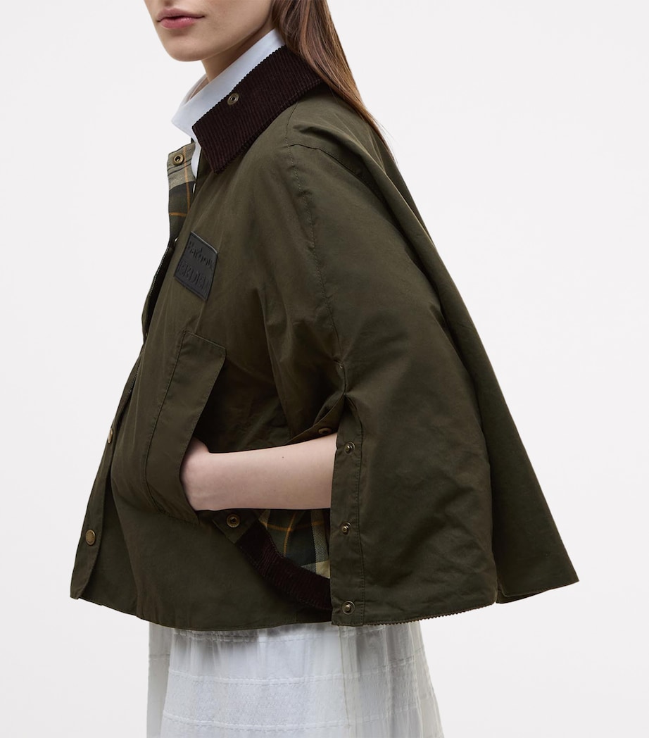 Barbour Womens x ERDEM Reversible Clover Trapeze Jacket Olive/sand/blck Flrl Image 8