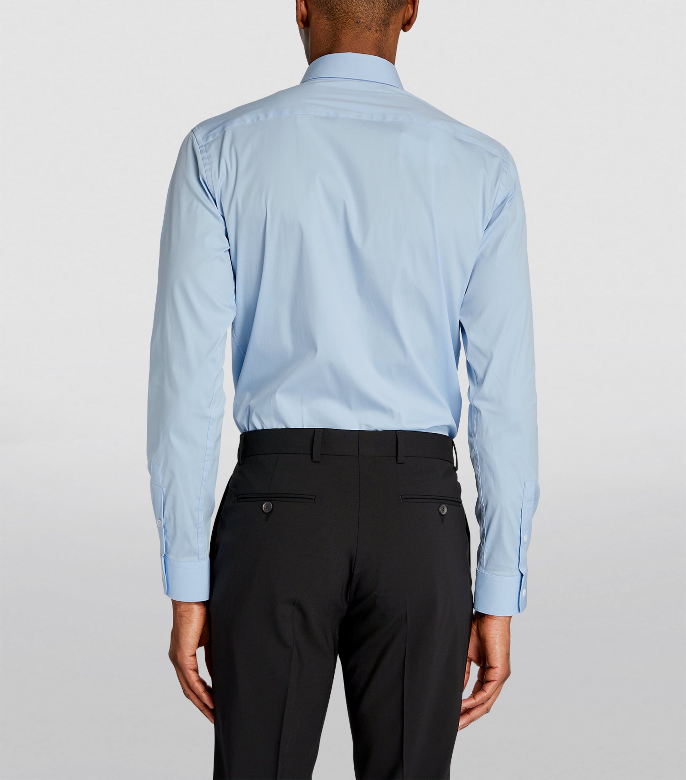 Cotton-Blend Point-Collar Shirt SKY BLUE Image 4