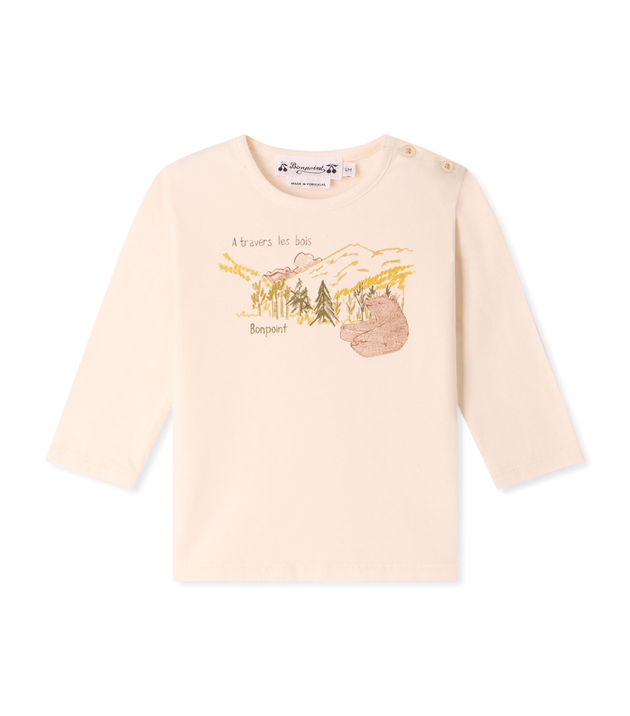 Bonpoint Cotton Bear Print T-shirt (6-18 Months) Upb Ivoire Image 1