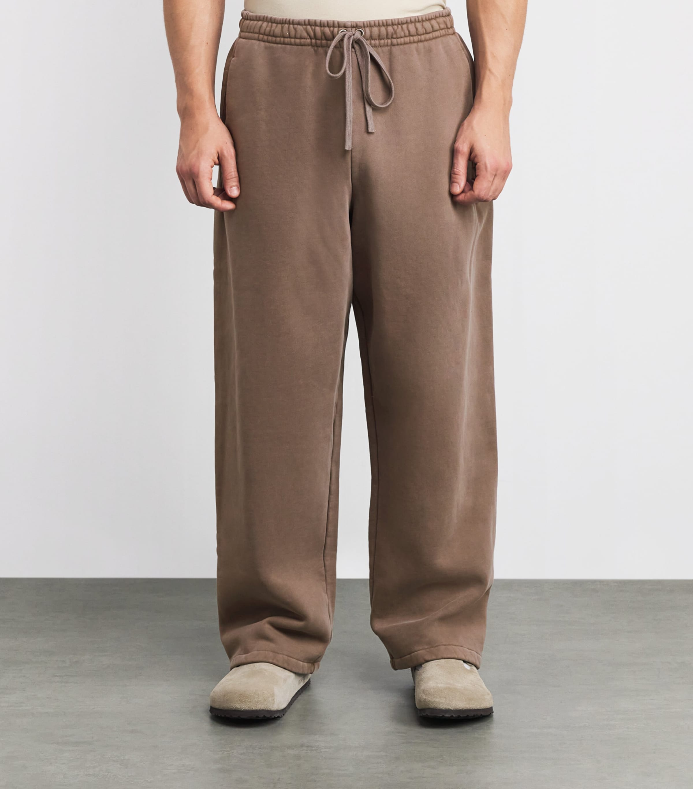 Cotton Fleece Straight Sweatpants TRUFFLE Image 3