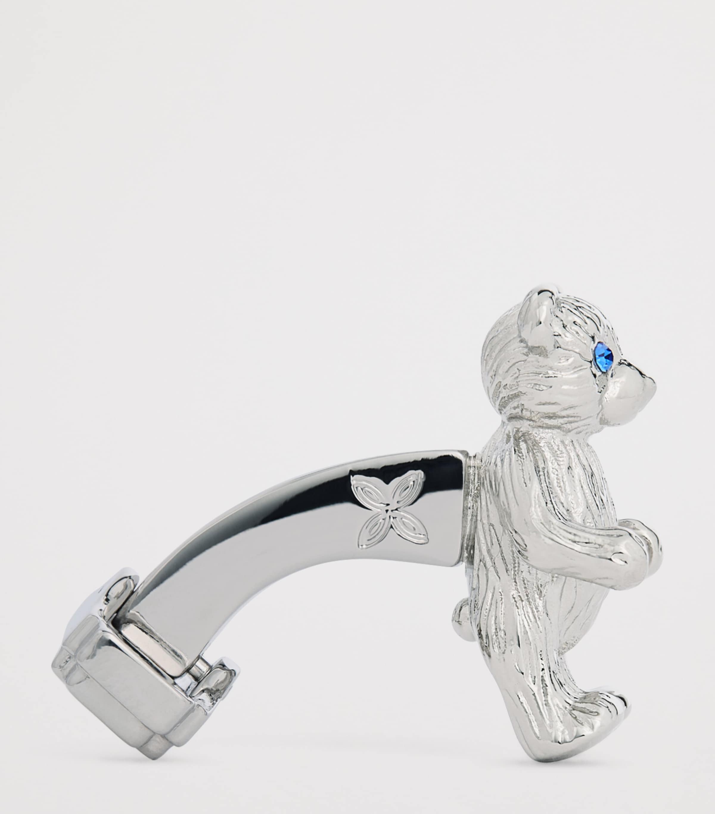Palladium-Plated Teddy Bear Cufflinks BLUE Image 4
