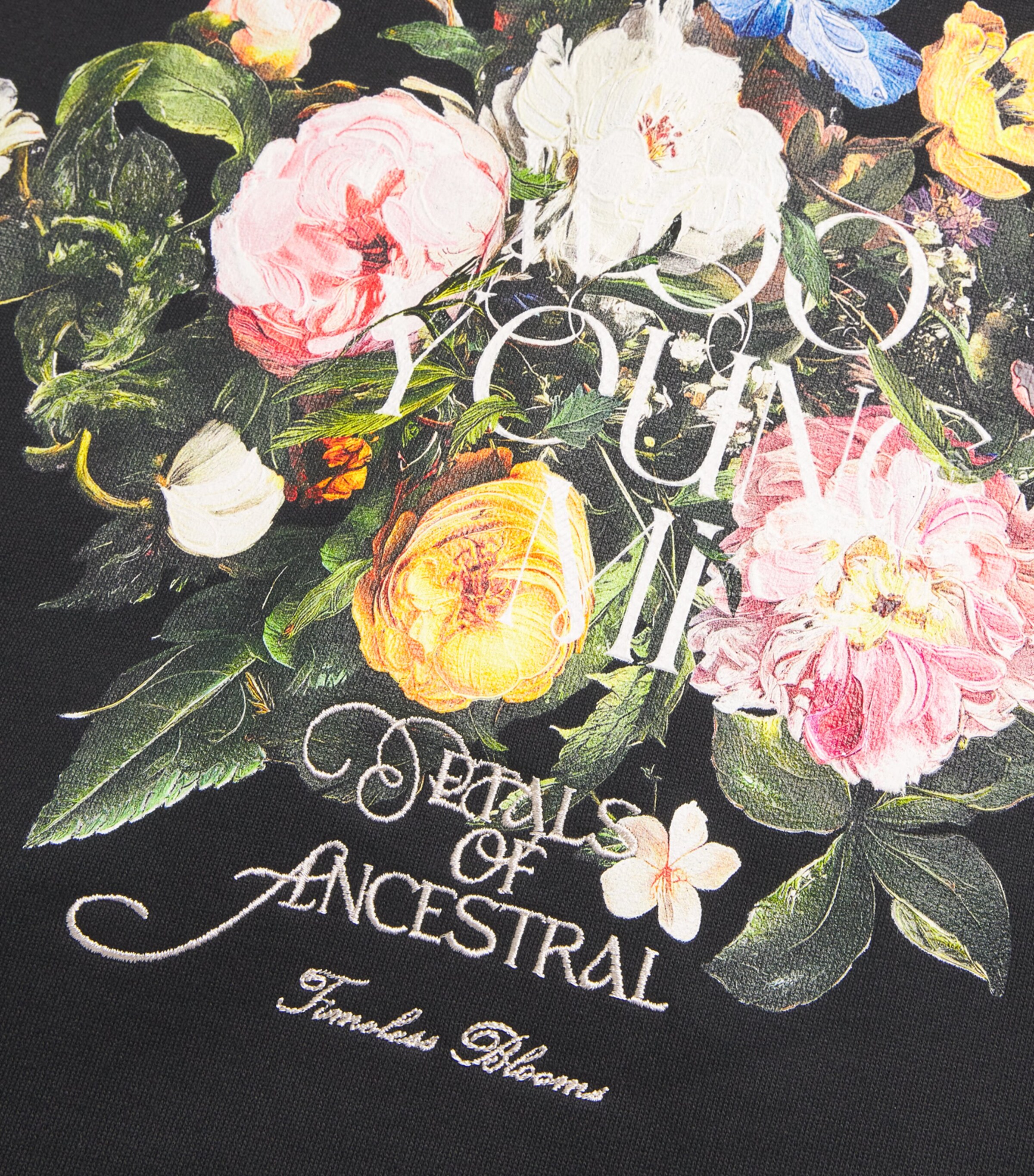Cotton Floral Print Hoodie BLACK Image 5