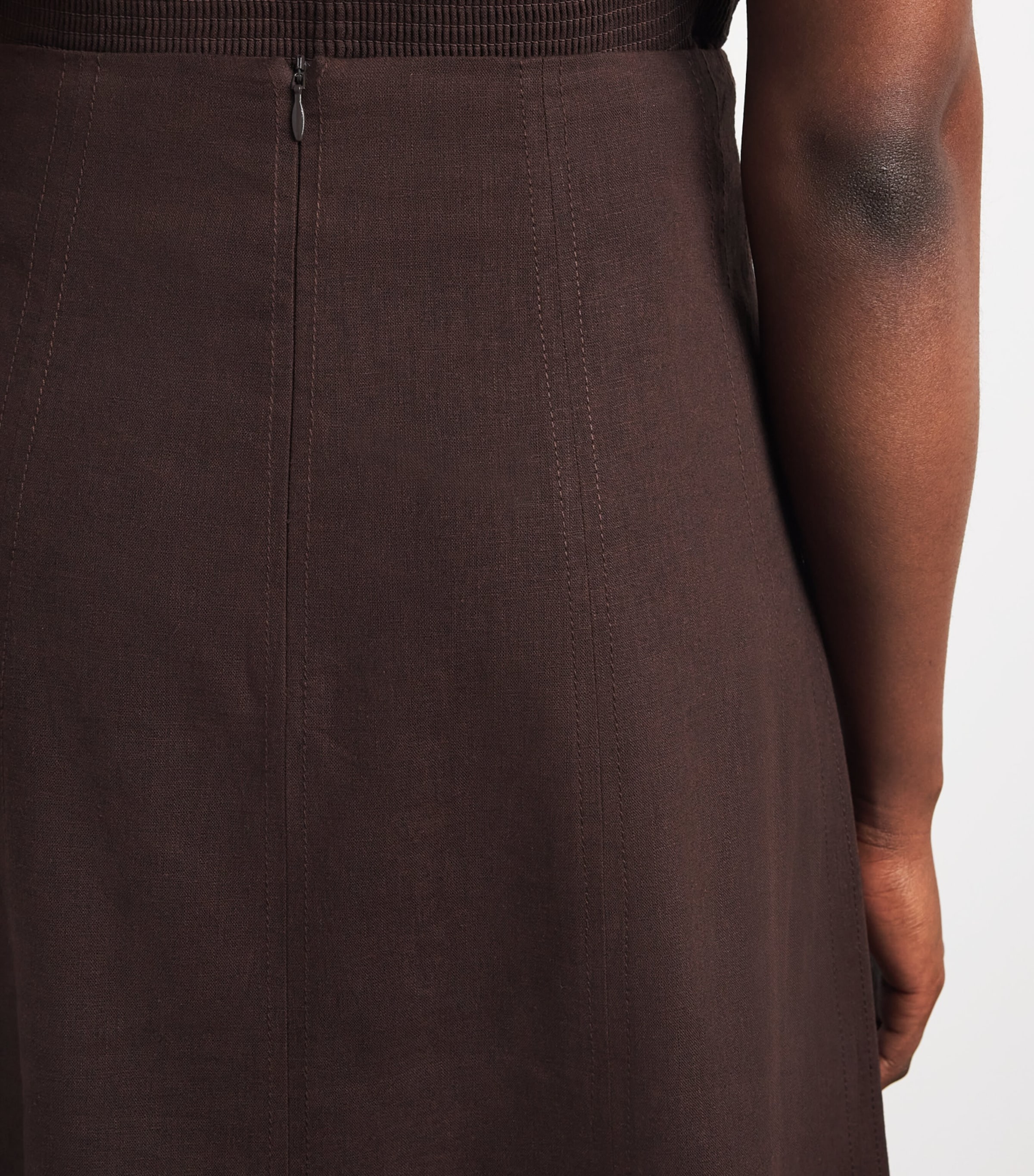 ME+EM Womens Linen-Blend Maxi Skirt Cocoa Brown Image 3
