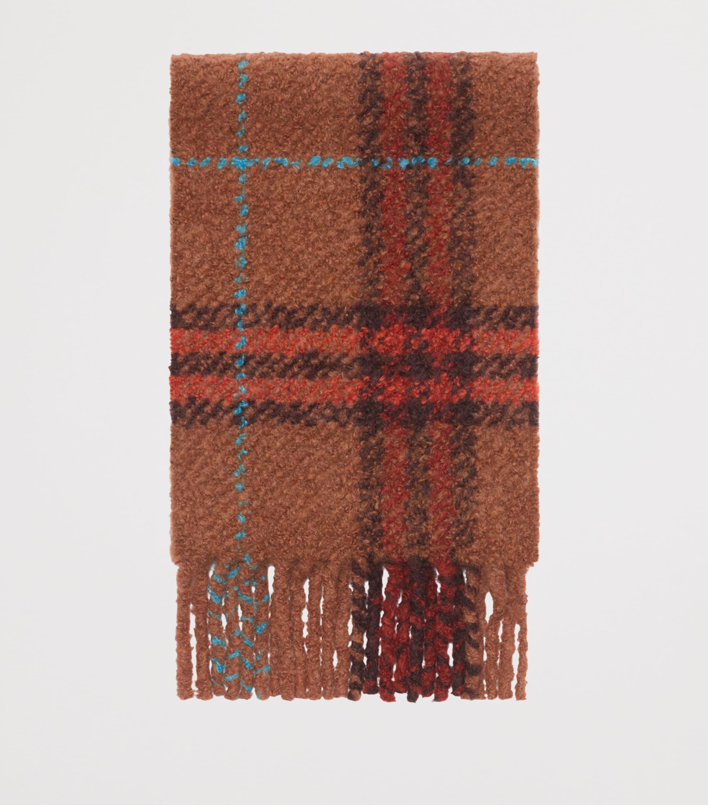 Burberry Alpaca-Wool Bouclé Check Scarf Ginger Brown Image 3