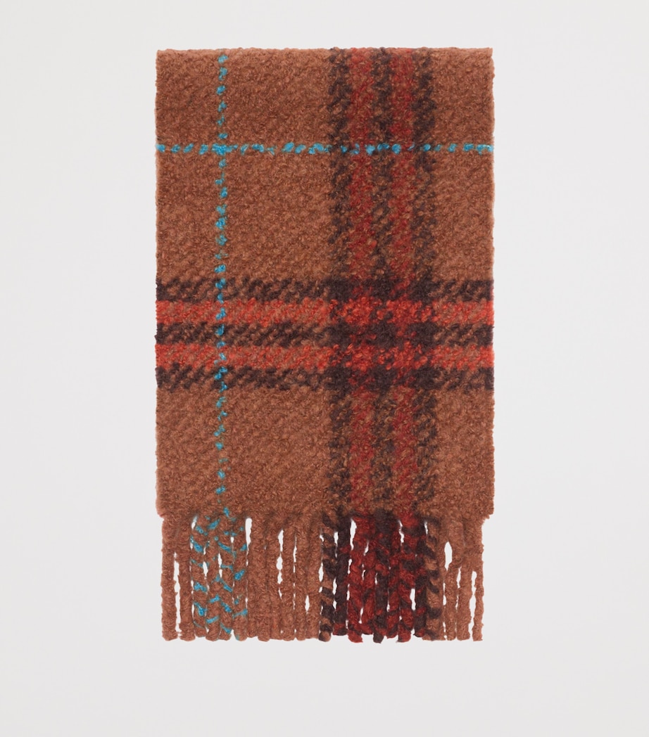 Burberry Alpaca-Wool Bouclé Check Scarf Ginger Brown Image 3