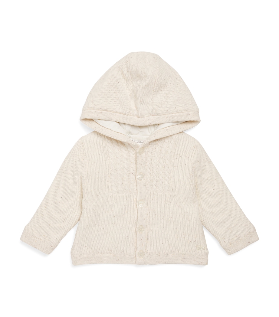 Cotton-Blend Knitted Coat (0-24 Months) NACRE MOUCHET� Image 1