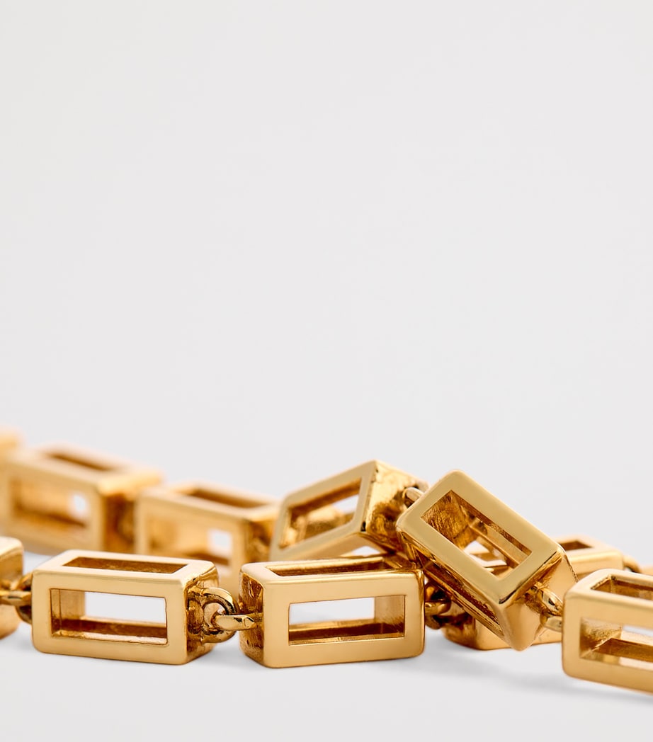 Large Yellow Gold Block-Chain Bracelet 18K YG Image 4