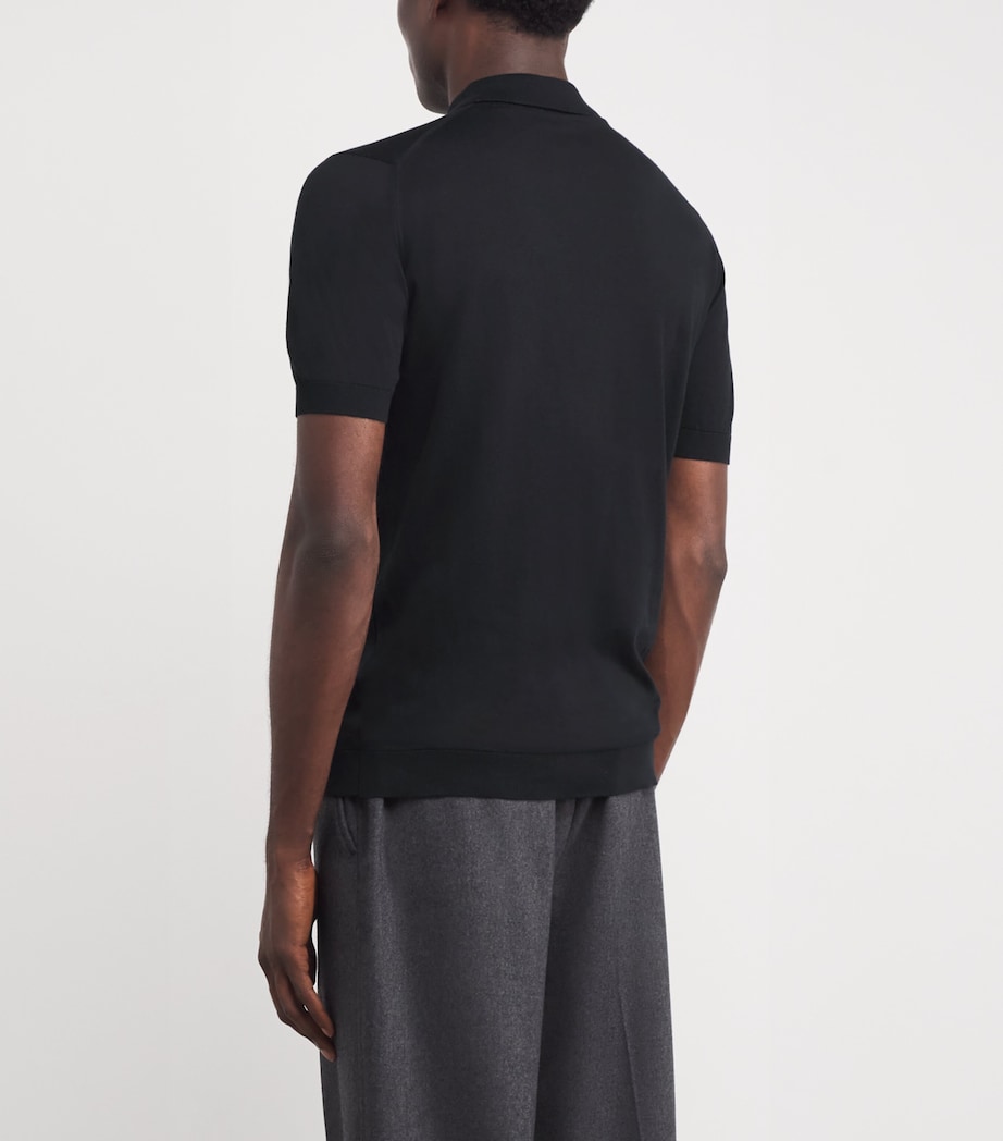 Sea Island Cotton Adrian Polo Shirt BLACK Image 1