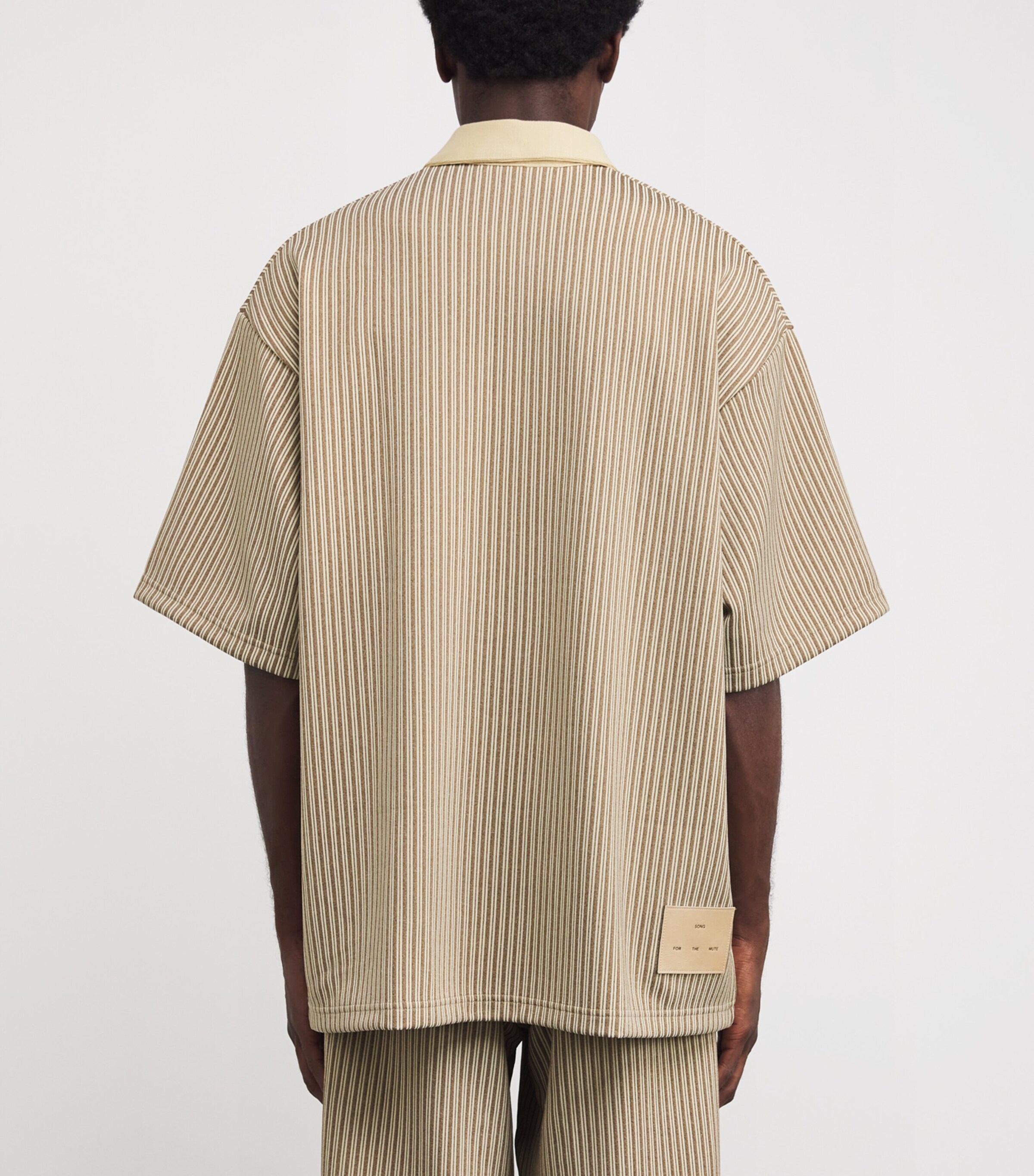 Stripe Gym Polo Shirt BEIGE Image 4