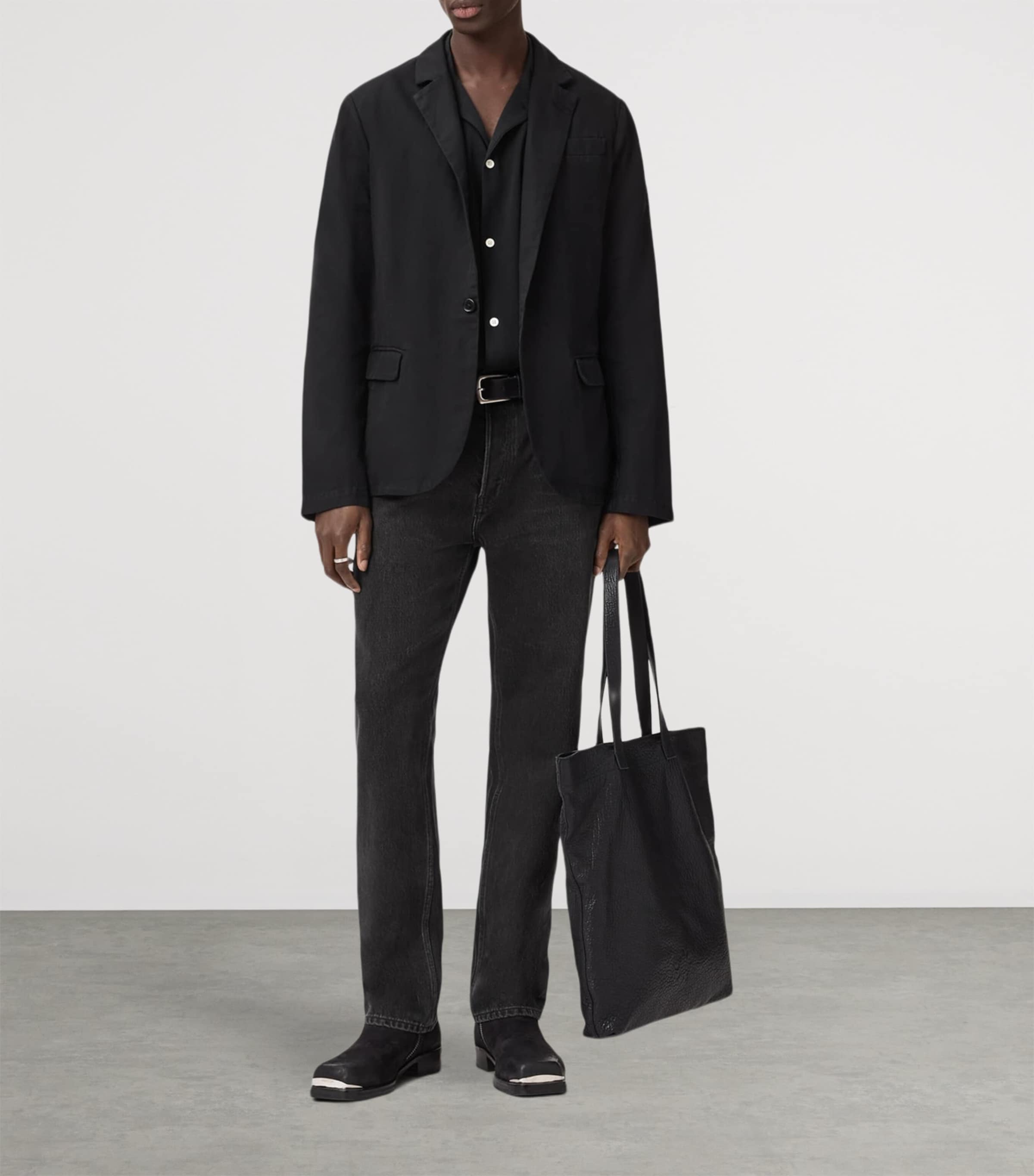 AllSaints Mens Organic Cotton Hanbury Blazer Black Image 3
