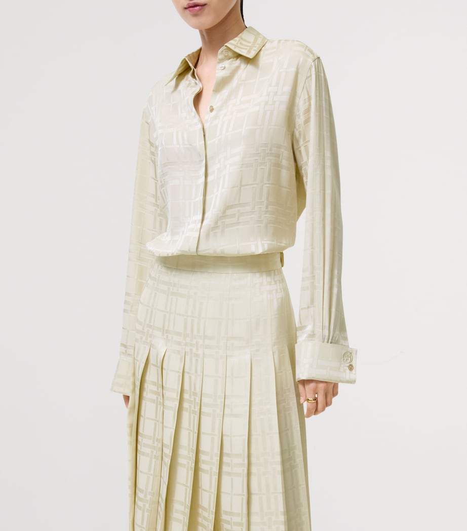 Burberry Womens Silk Check Shirt Champagne White Image 2