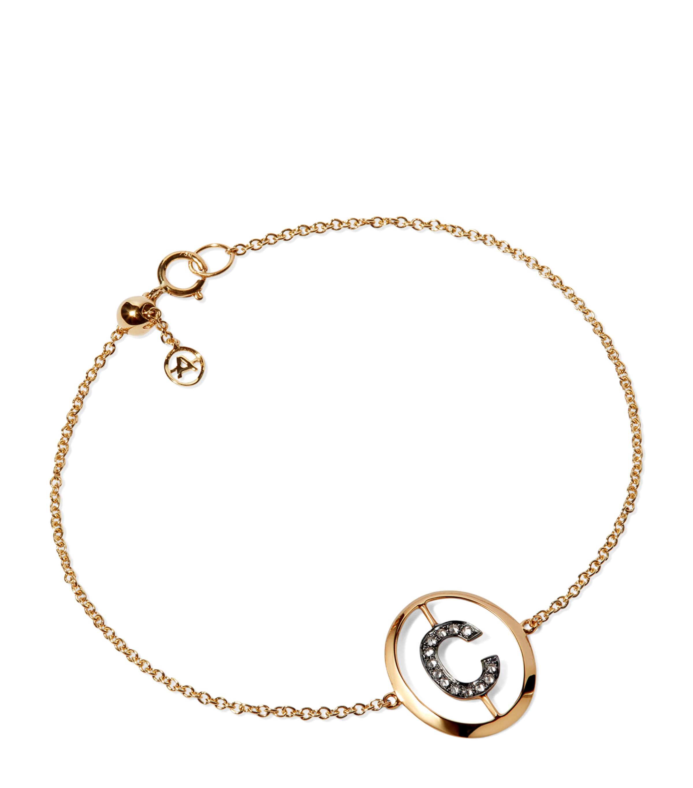 Annoushka Yellow Gold and Diamond Initial C Bracelet | Fine Jewellery | Fine Bracelets | Chain Bracelets | Designers | Annoushka