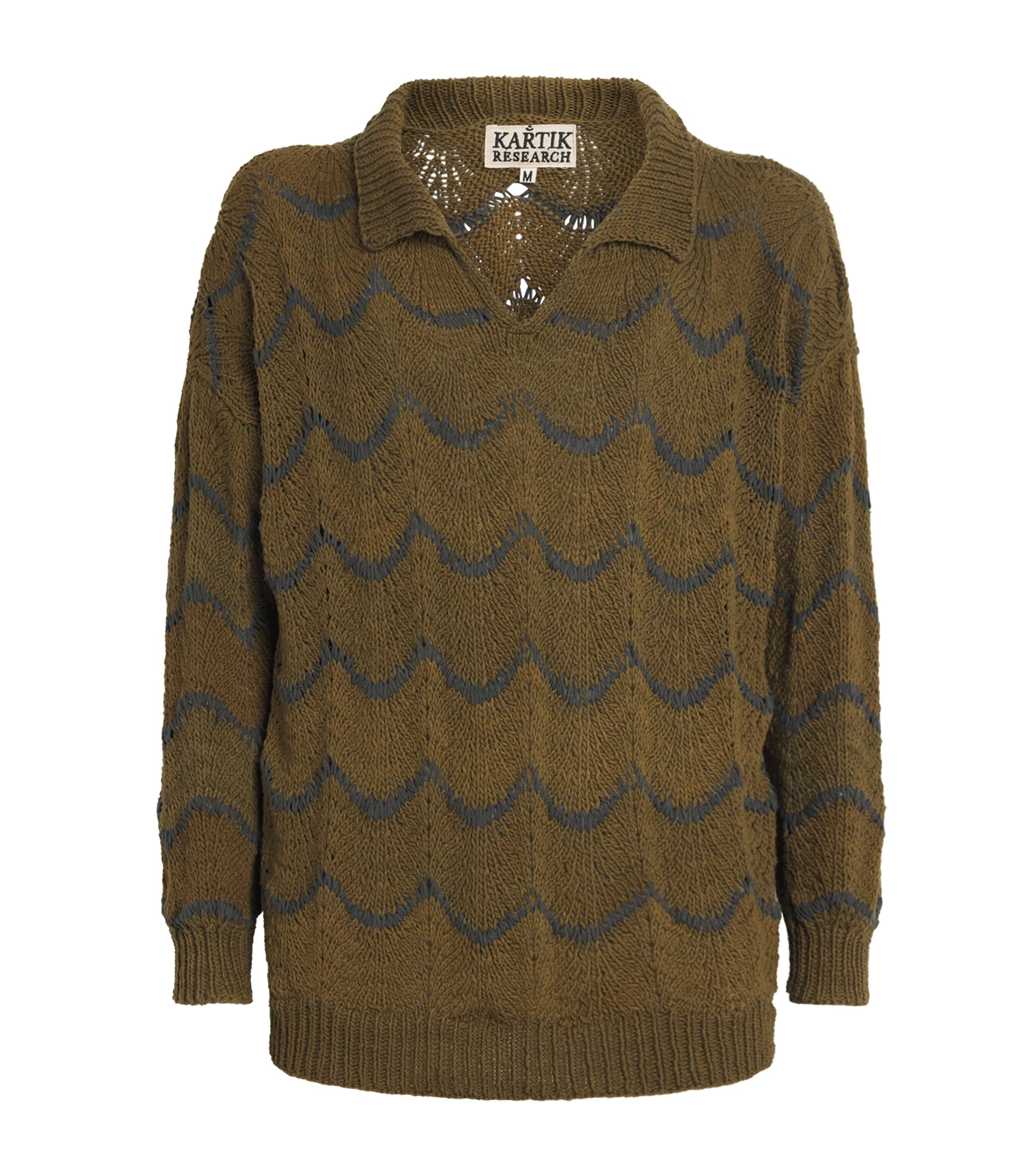 Kartik Research Mens Cotton Knitted Rugby Sweater Green Image 1