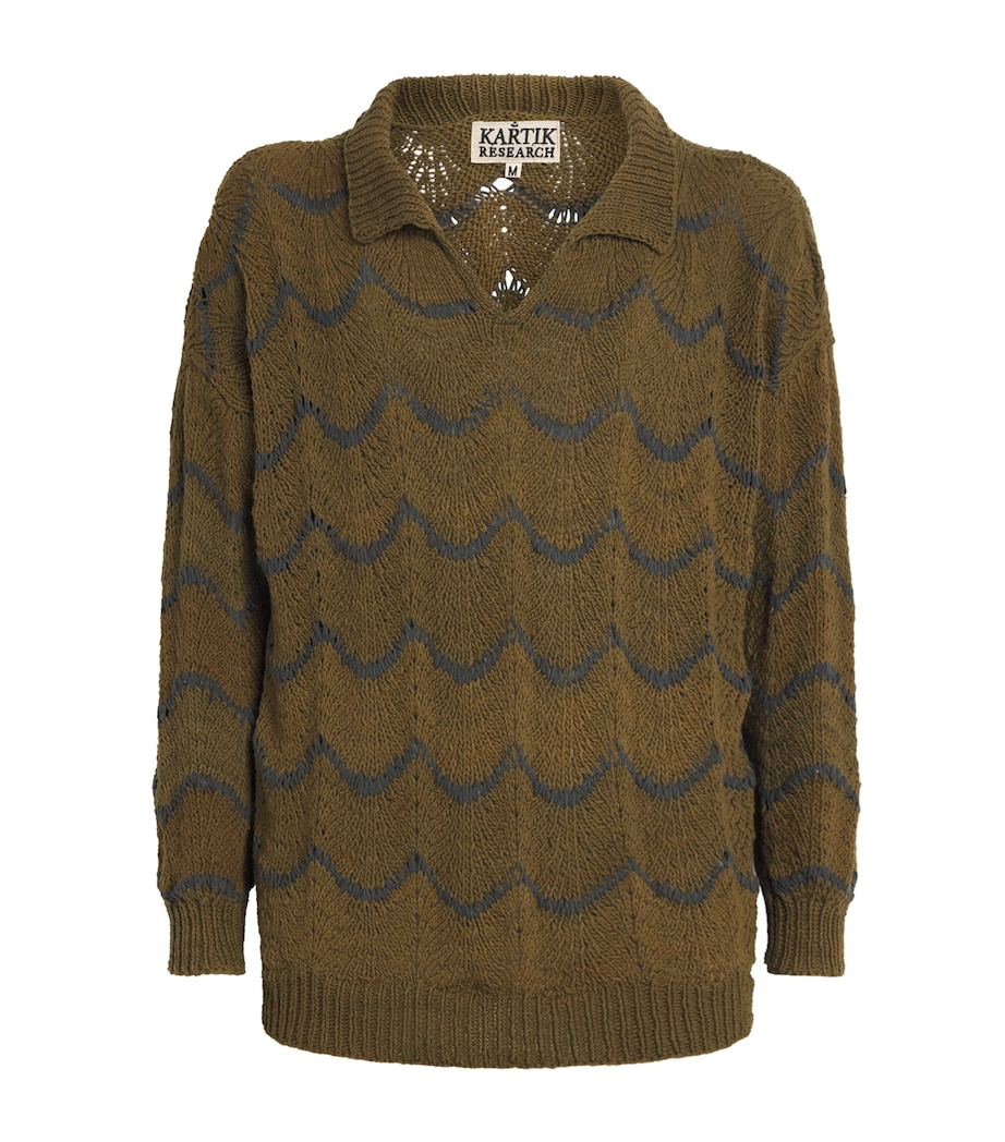 Kartik Research Mens Cotton Knitted Rugby Sweater Green Image 1