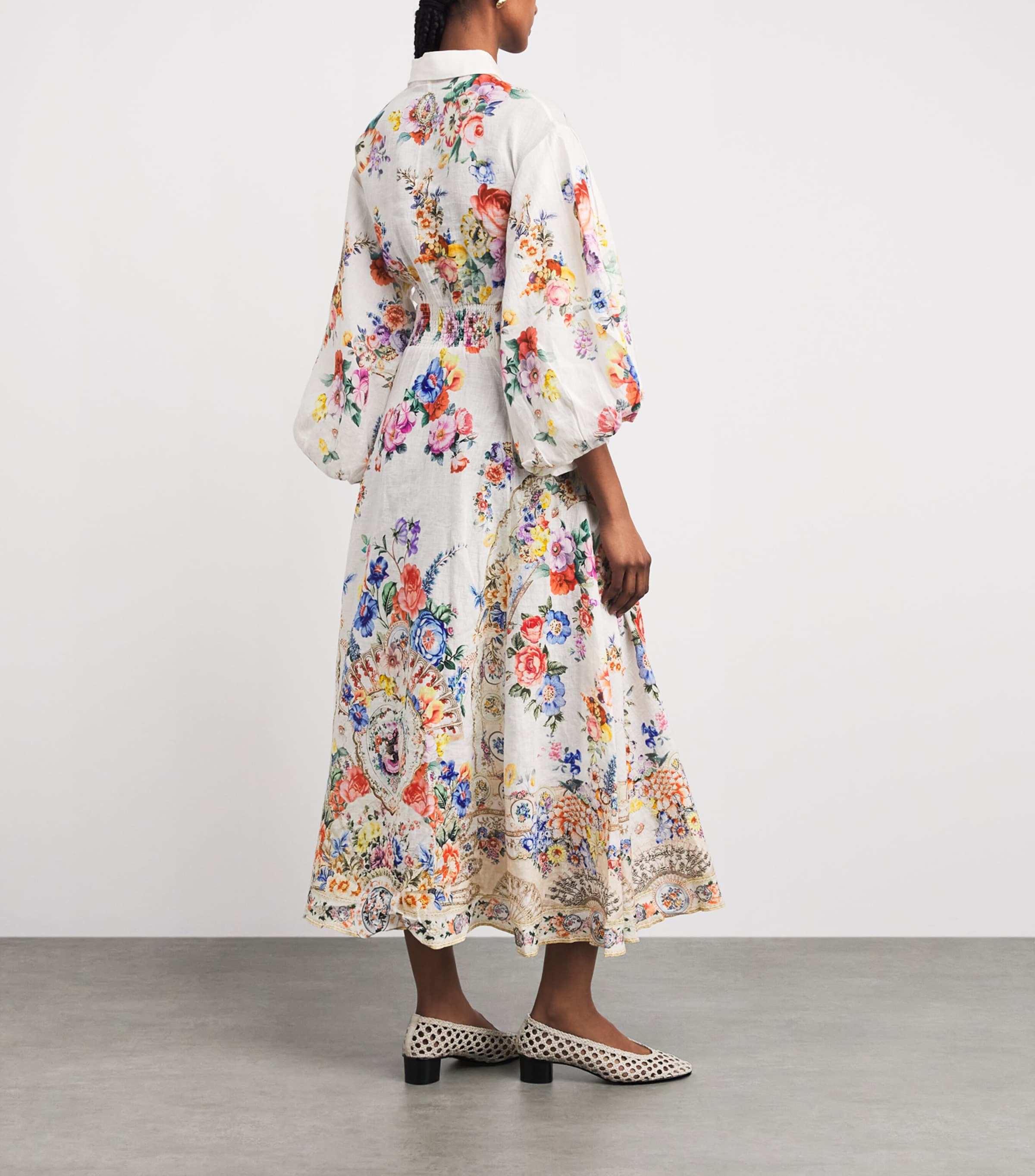 Camilla Womens Linen Tie-Waist Midi Shirt Dress Ilefgran Image 4