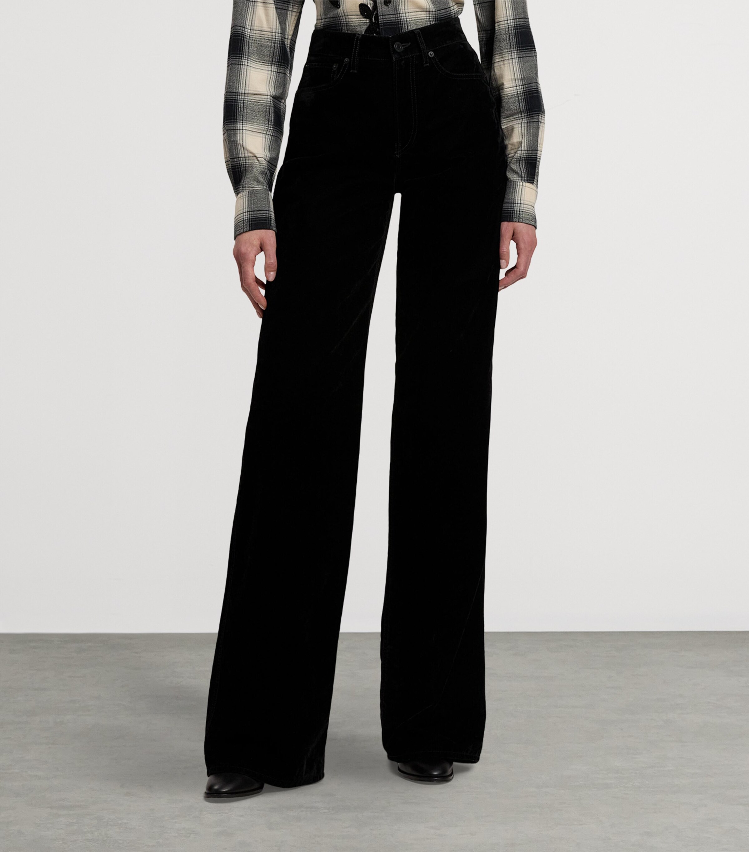 Flocked Mae Wide-Leg Jeans BLACK Image 6