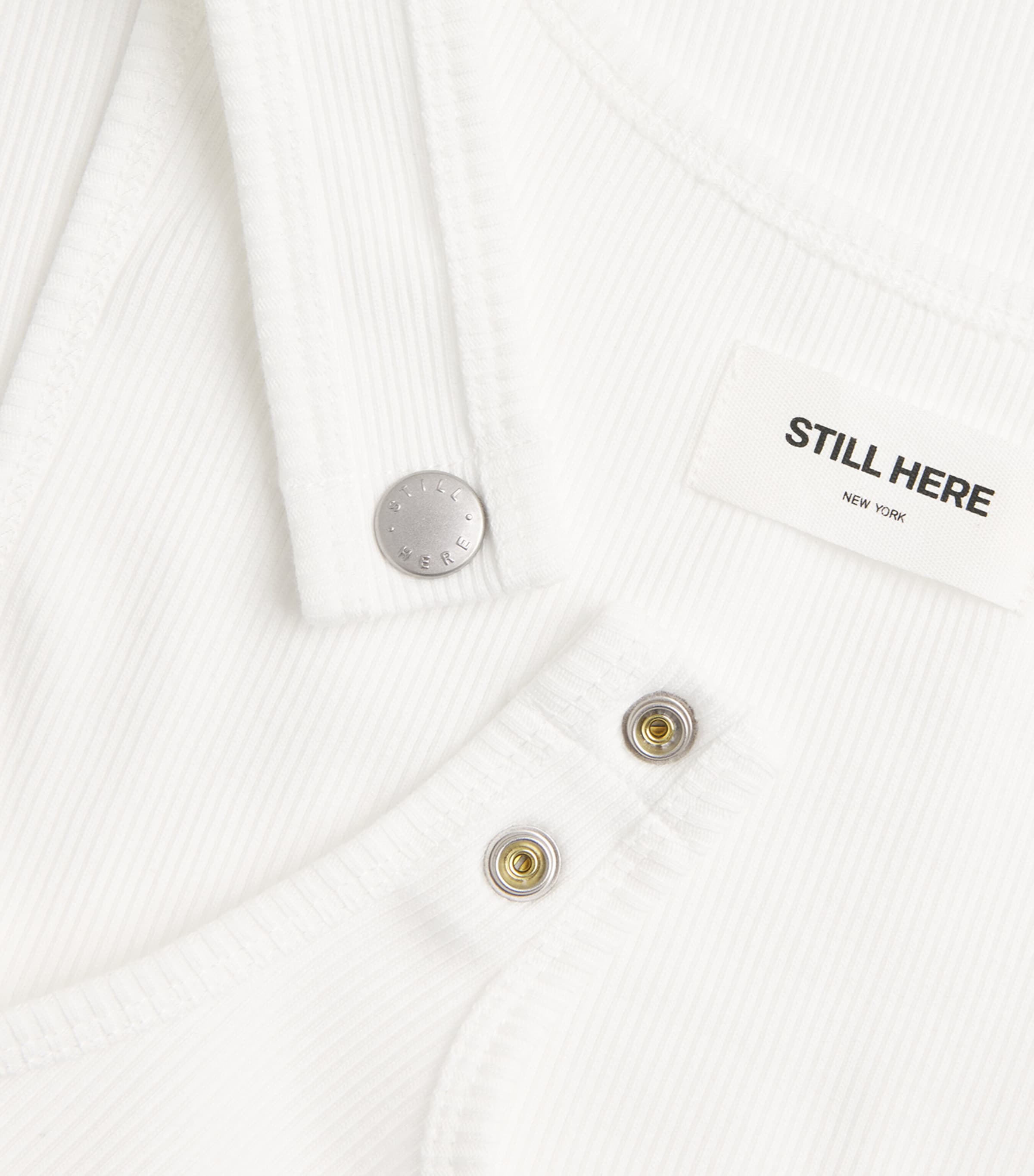 STILL HERE Womens Stretch-Cotton Snap Tank Top Milk Image 6