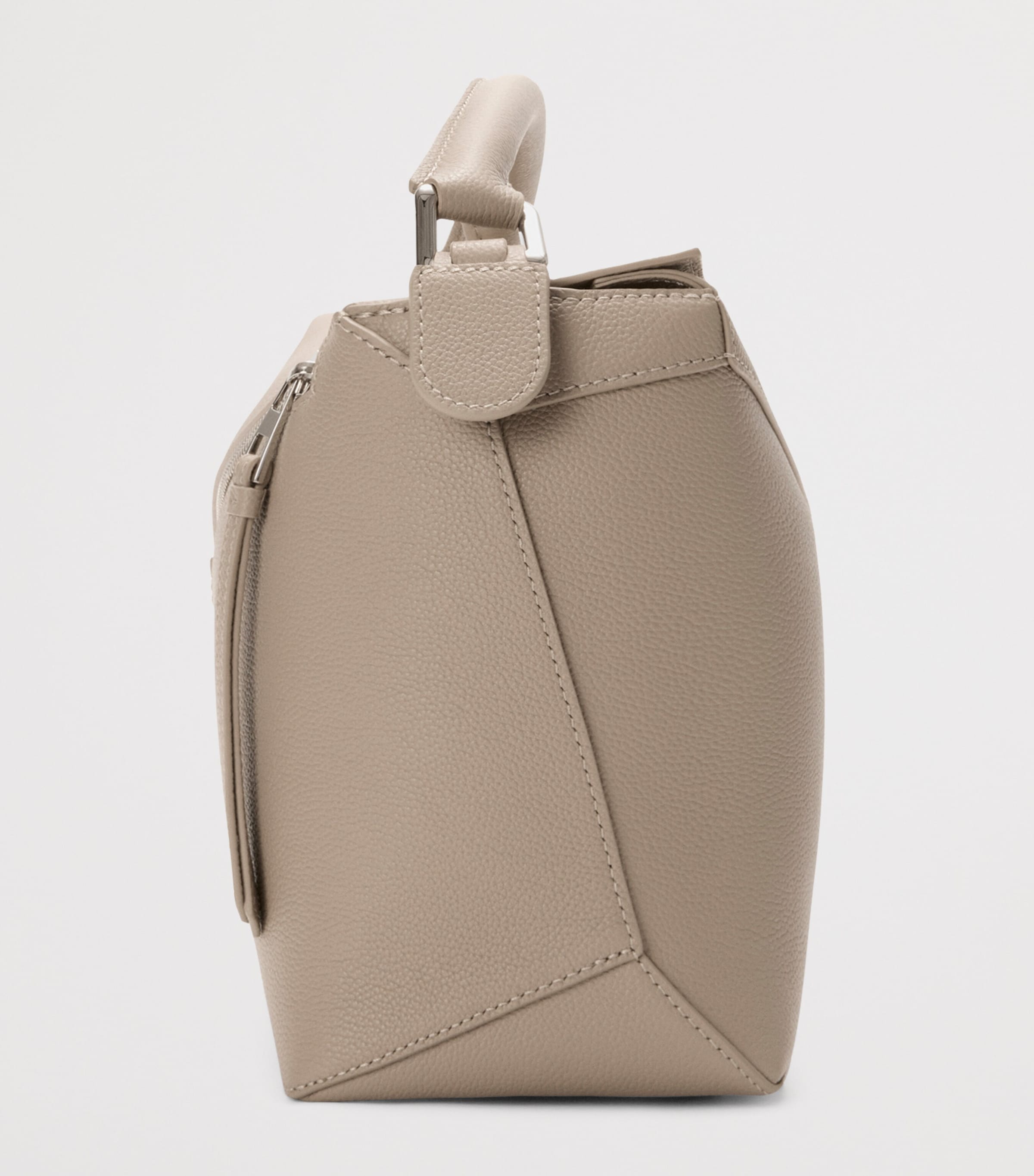 Medium Leather Puzzle Edge Top-Handle Bag CLAY Image 3