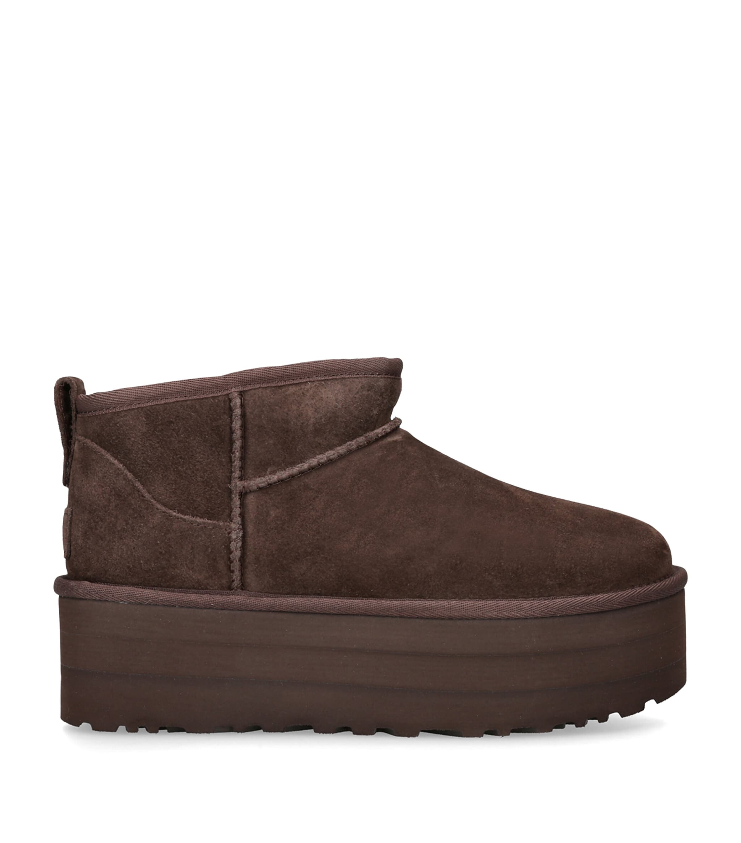 Ugg Mini Classic Platform Suede Ankle Boots In Brown
