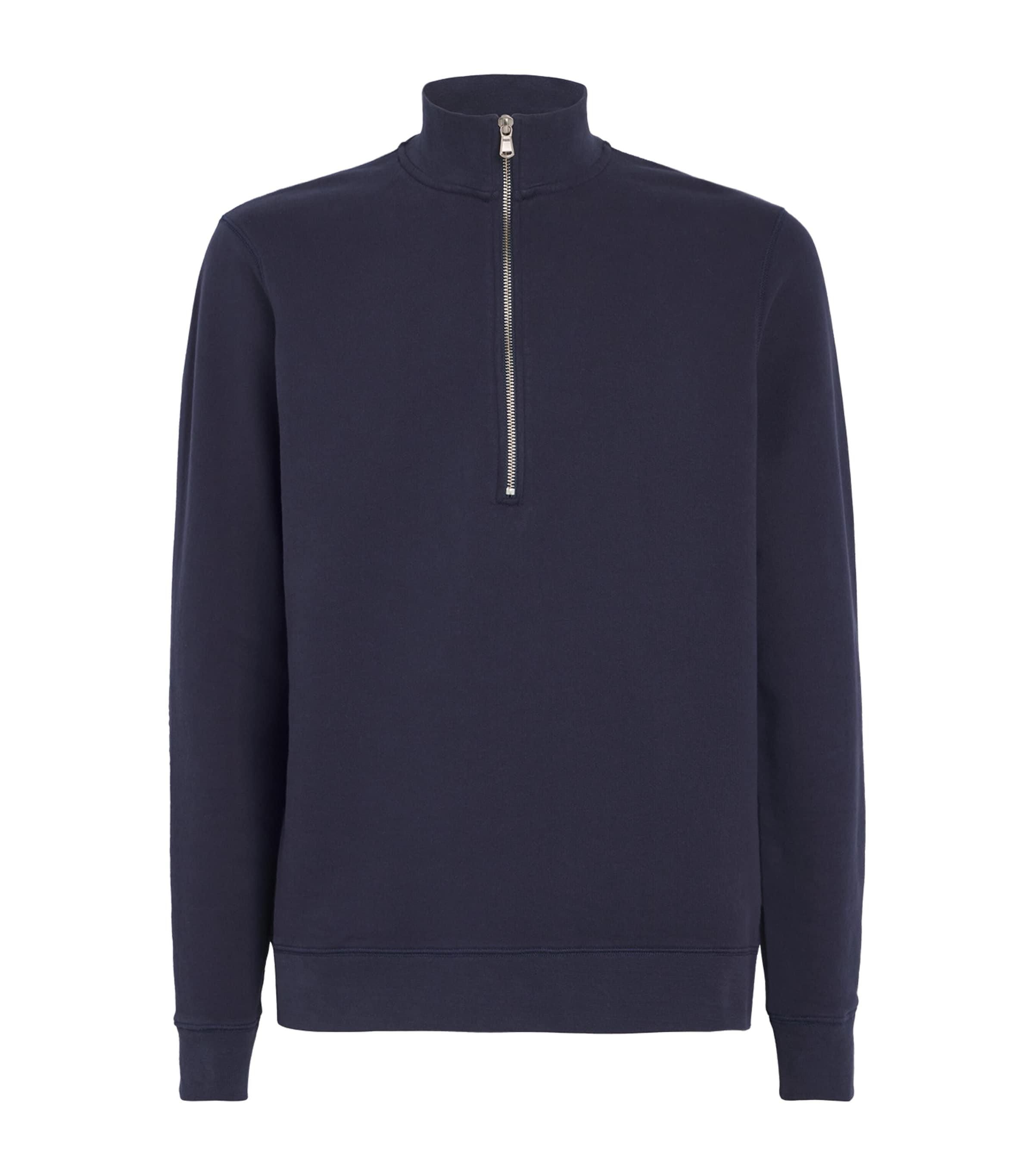 Sunspel Cotton Half-zip Sweatshirt In Navy