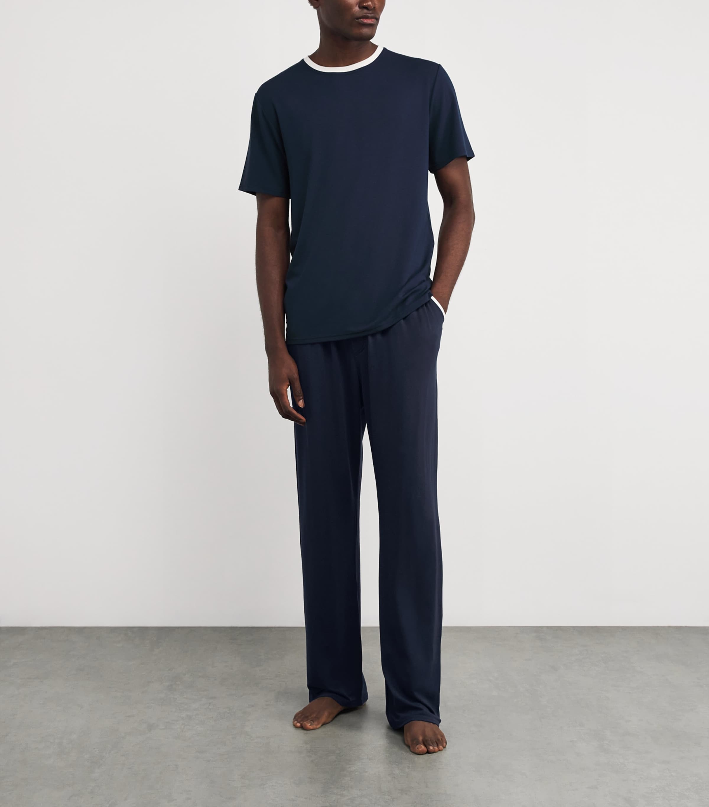 Contrast-Trim Drawstring Sweatpants NVYC-NAVY/ CLUNCH Image 2