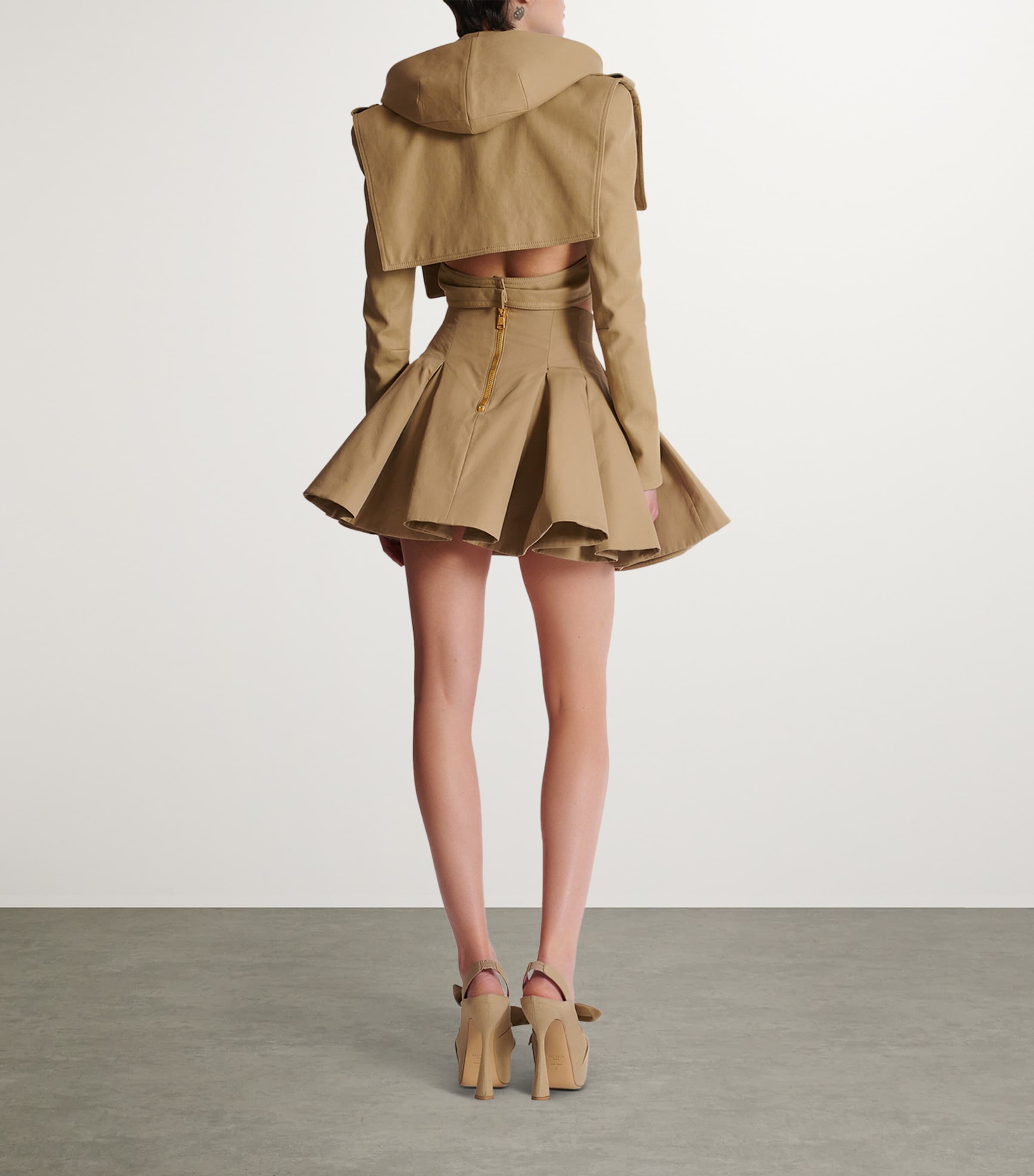 【送料&関税込】Balmain Beige Polyamide Blend Skirt Balmain Flared Pleated Mini Skirt | Harrods US