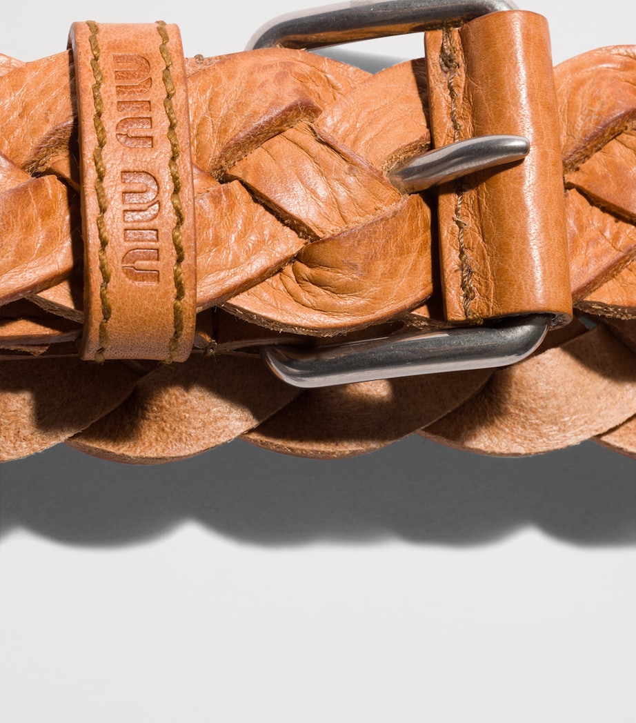 Miu Miu Calfskin Woven Belt Image 2