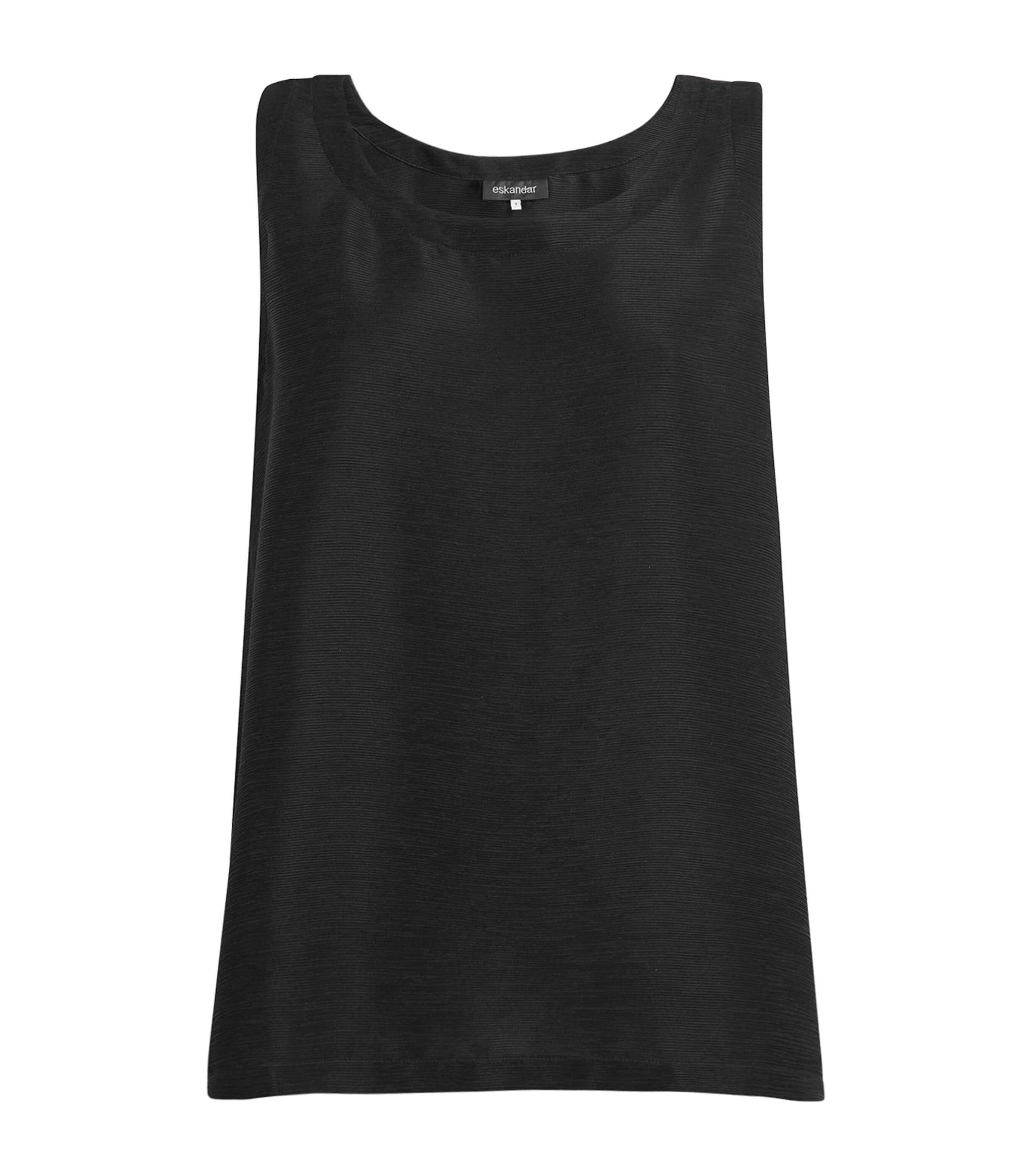 Eskandar Silk Plissé A-line Tank Top In Black